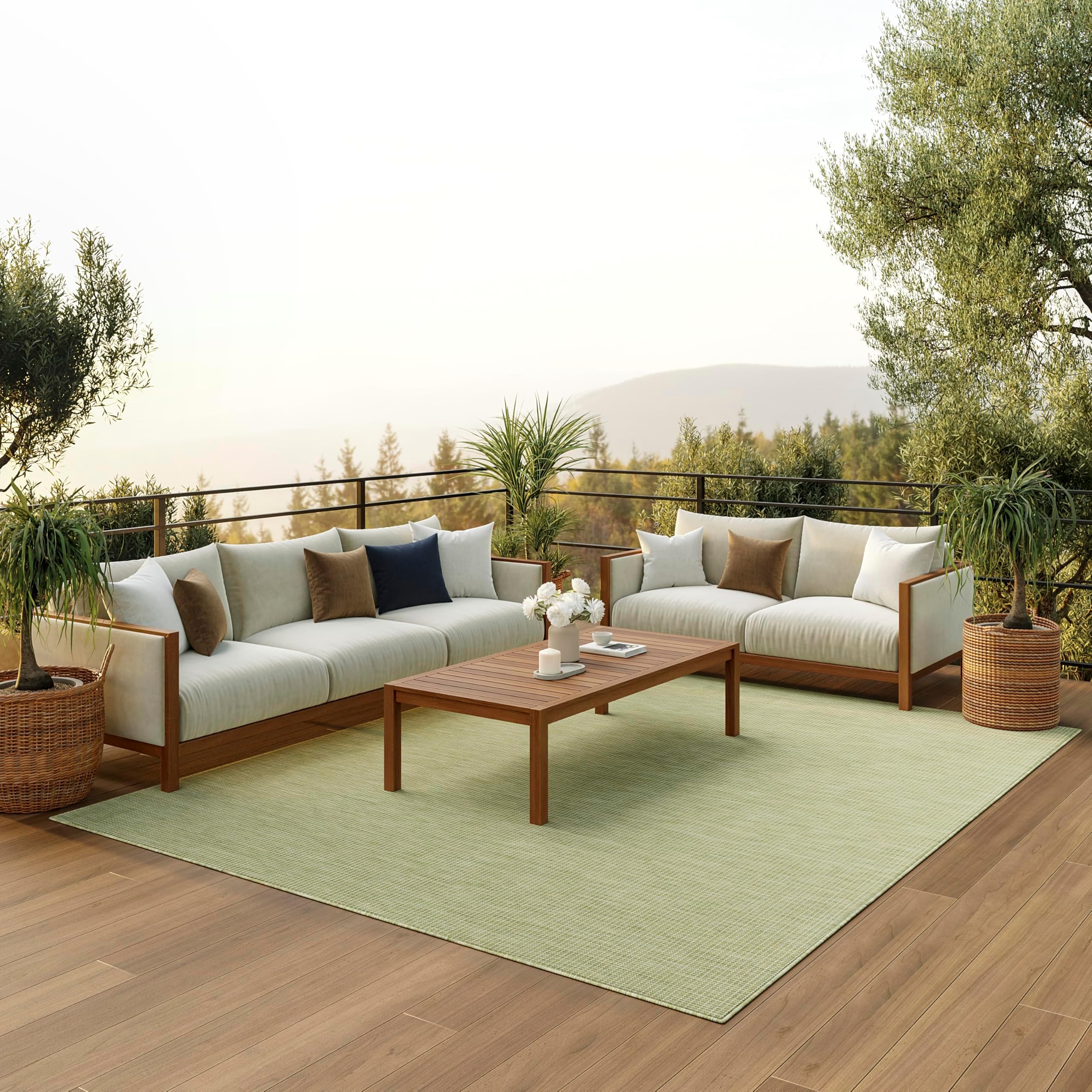 Home Positano Green 9' x 12' Area Rug - Easy Clean, Non Shedding, Bed Room, Living Room, Dining Room, Kitchen (9' x 12')