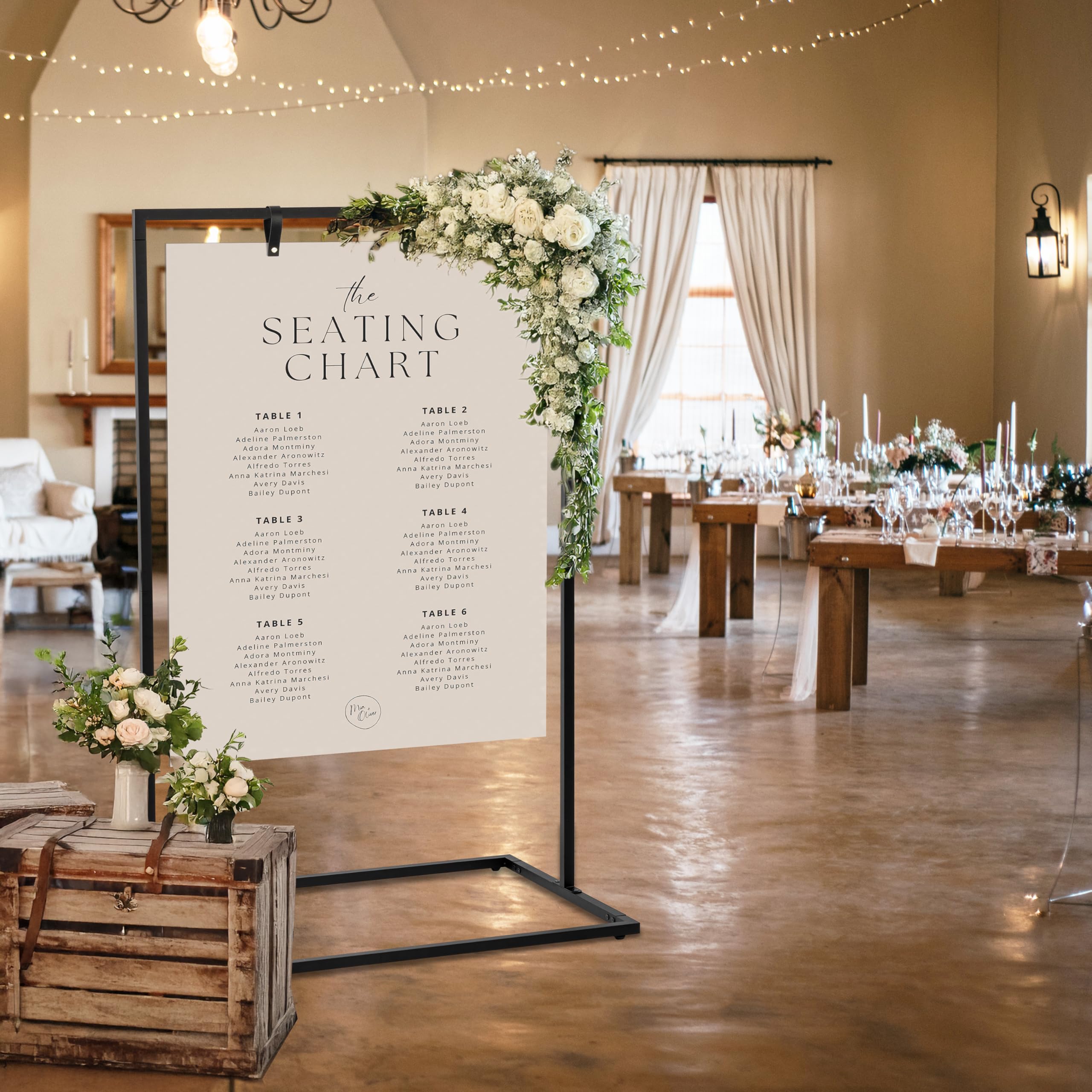 Eleganter Hochzeits-Willkommensschilder-Ständer – stabiler "Welcome to Our Wedding Sign Holder for Seating Charts & Event Decor" – Eine schöne schwarze Metall-Staffelei, um Gäste willkommen zu heißen