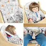 ZARPMA Coussin d'Insert pour Chaise Haute en Bois avec Harnais 5 Points, Confortable et Respirant, Matériau Coton-Polyester, Lavable en Machine