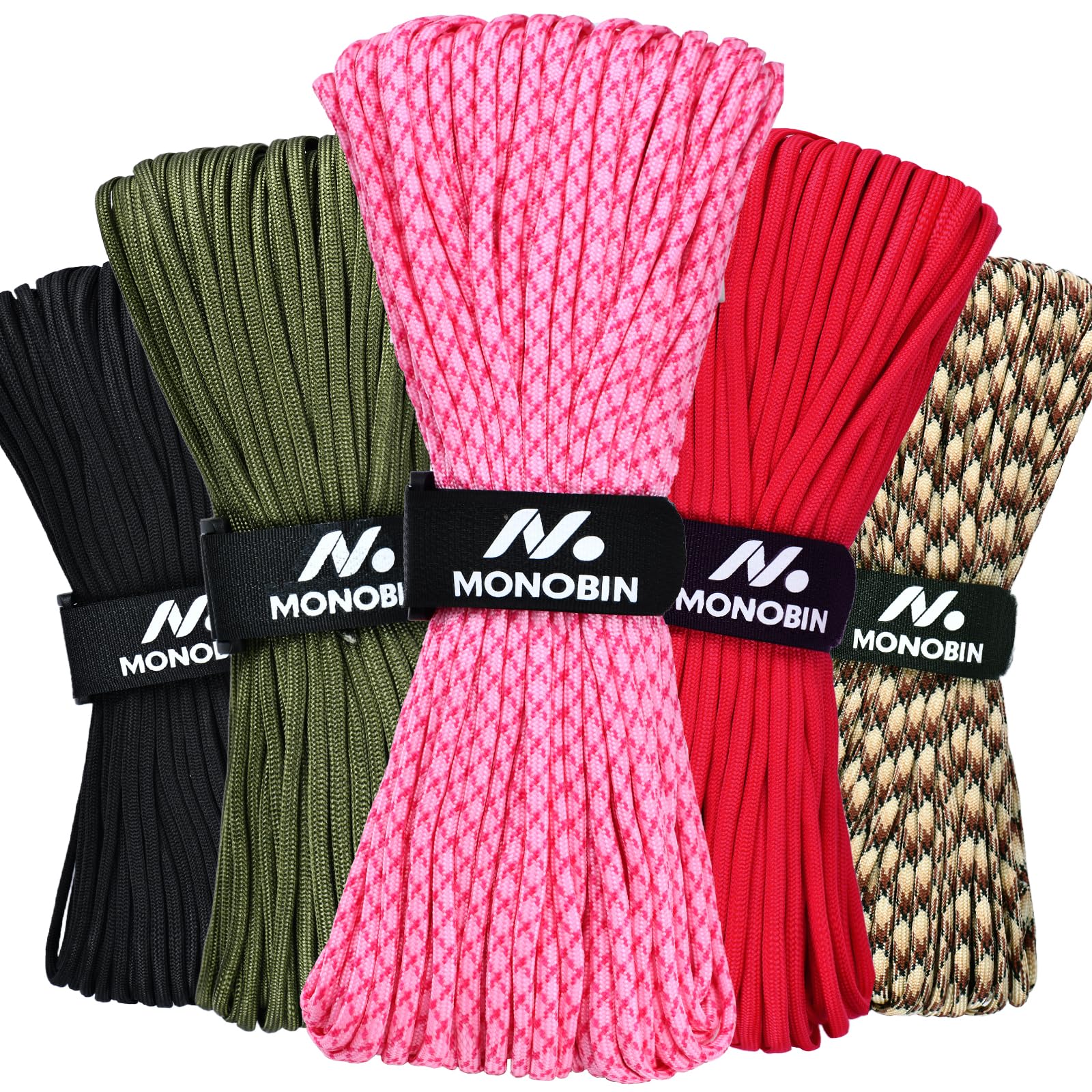 MONOBIN Paracord Rope 100FT for Making Paracord Projects, 4mm 7 Strand Parachute Cord for Lanyard, Survival Bracelets, Clothsline,Hiking