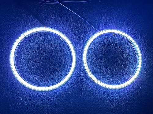 Miniatura 9 de SDO TECH - 2 anillos de halo de ojos de ángel para coche, 3.937 in, luz de circulación diurna, SMD3838, chips multicolores, anillo circular,