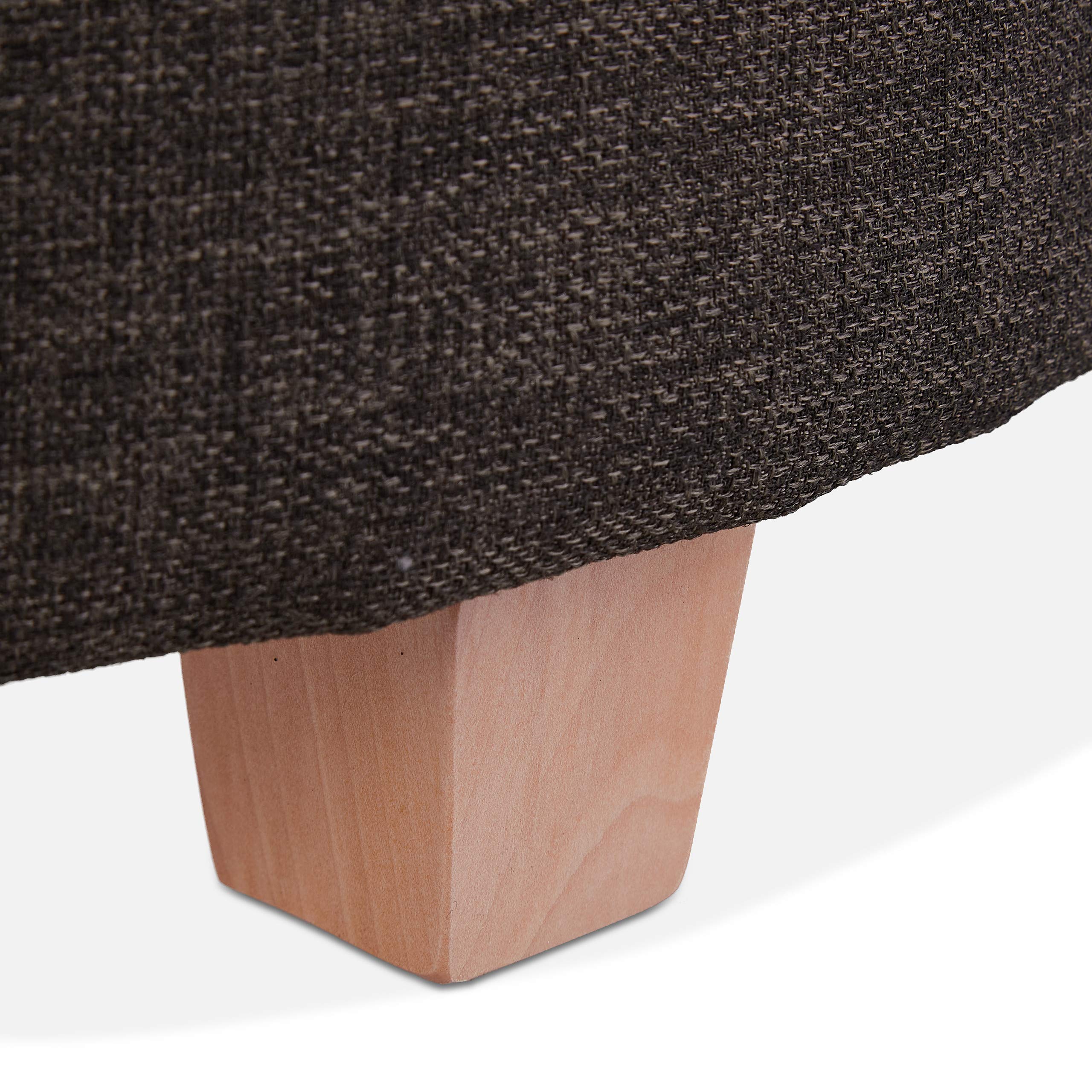 Relaxdays Pouf Contenitore Rotondo, Sgabello Imbottito, Poggiapiedi Salotto, Effetto Lino, HxD: 41 x 44 cm, Marrone