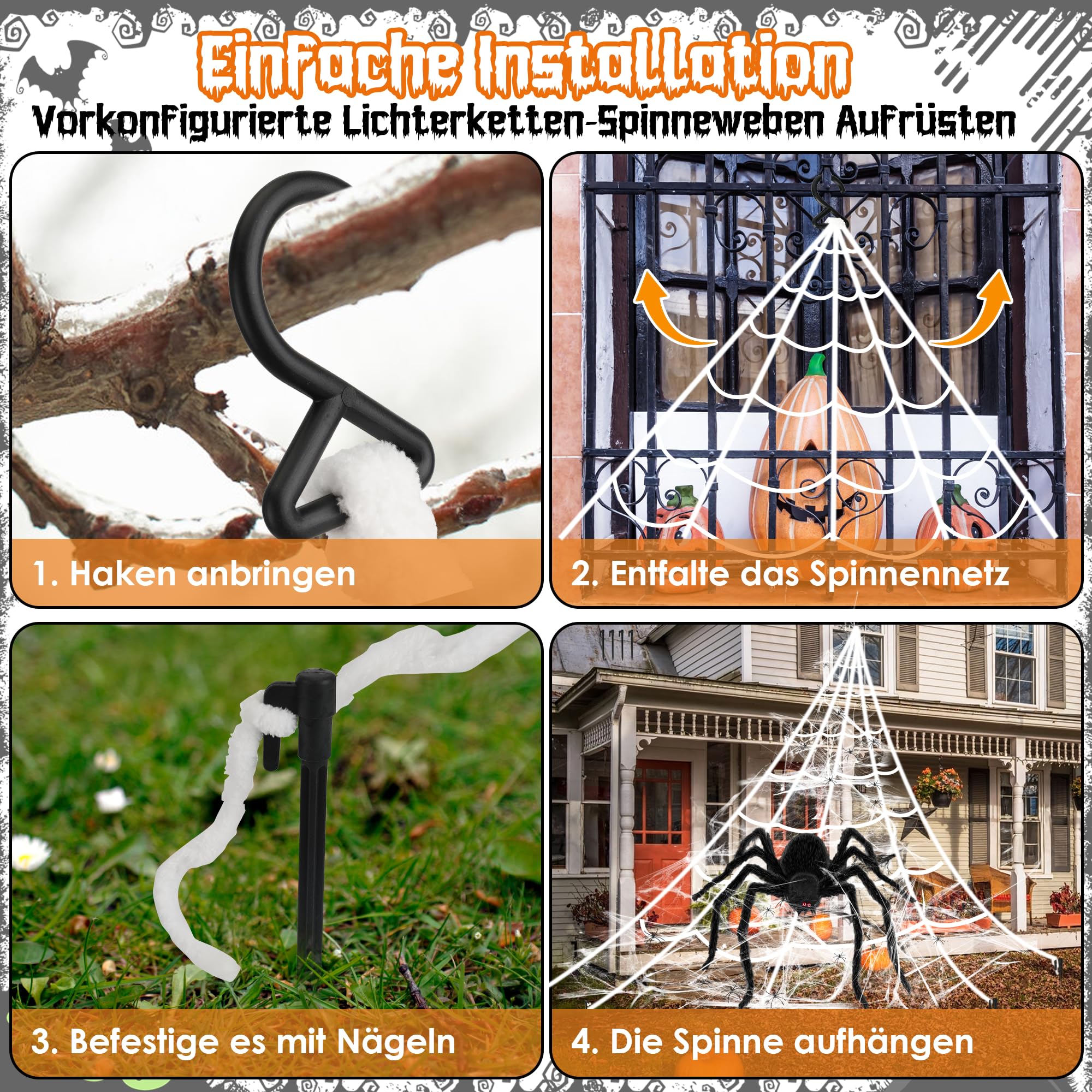 Décoration Halloween Exterieur, 2 Araignée Halloween géante 150cm, pour Deco Accessoire Décoration Halloween Exterieur, 2 Araignée Halloween géante 150cm, pour Deco Accessoire