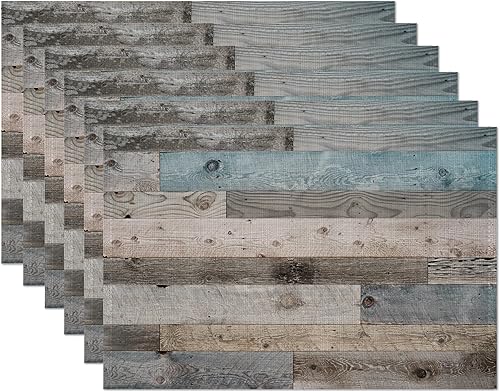 Juego de 6 manteles individuales de grano de madera rústica, manteles individuales vintage de madera de granero, resistentes al calor, lavables, disponible en Yaxa Guatemala