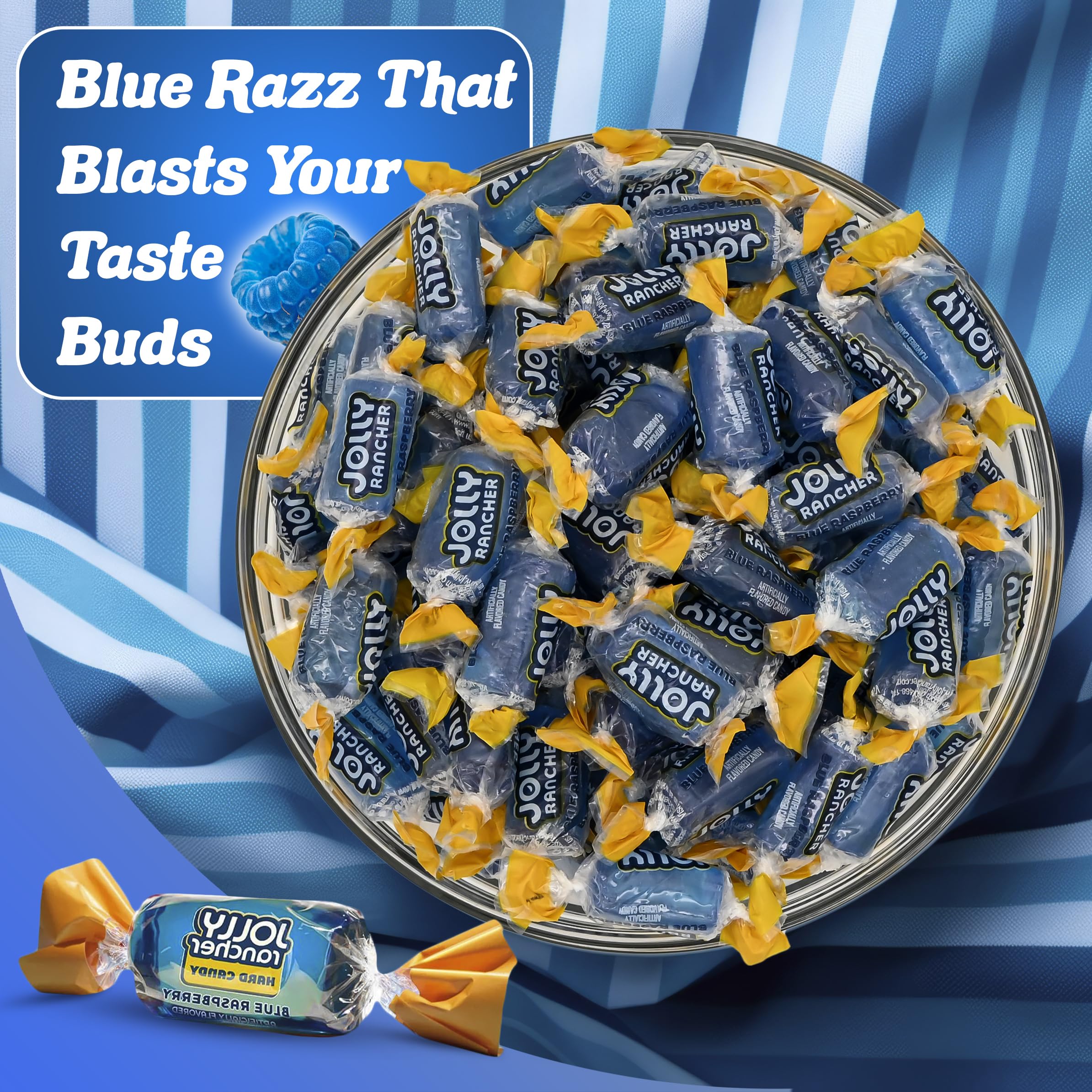 Blue Raspberry Jolly Ranchers Hard Candy – Original Flavor – 1 LB Bulk Bag (Approx. 75 Pieces) – Individually Wrapped Tart & Sweet Treats for Baby Showers, Back to School, Birthdays & Gift Bags