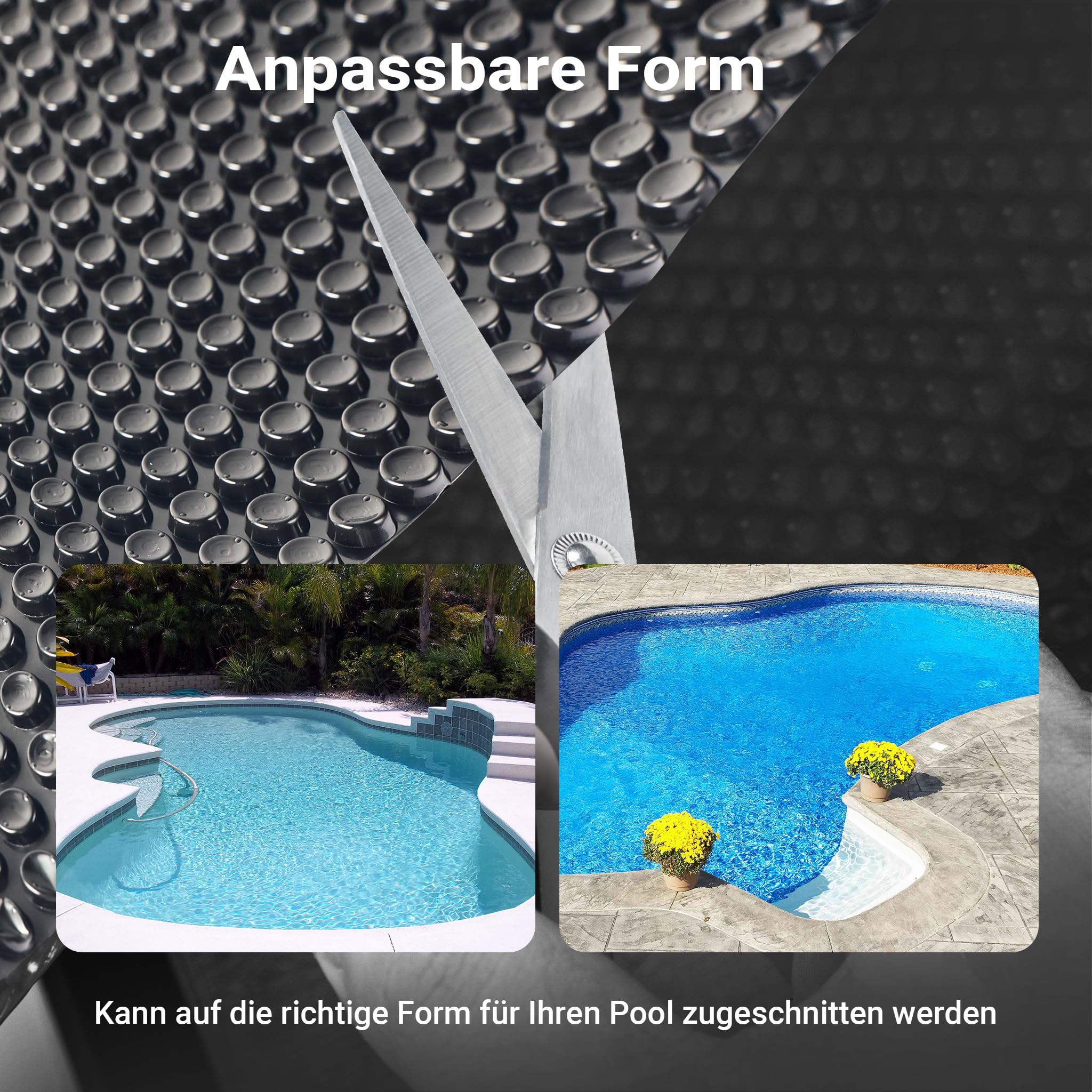 Wiltec Pool Solarfolie Ø 3,6 m, schwarz, Poolheizung aus 400 µ starkem PE Film, Poolabdeckung Poolplane Solarplane rund
