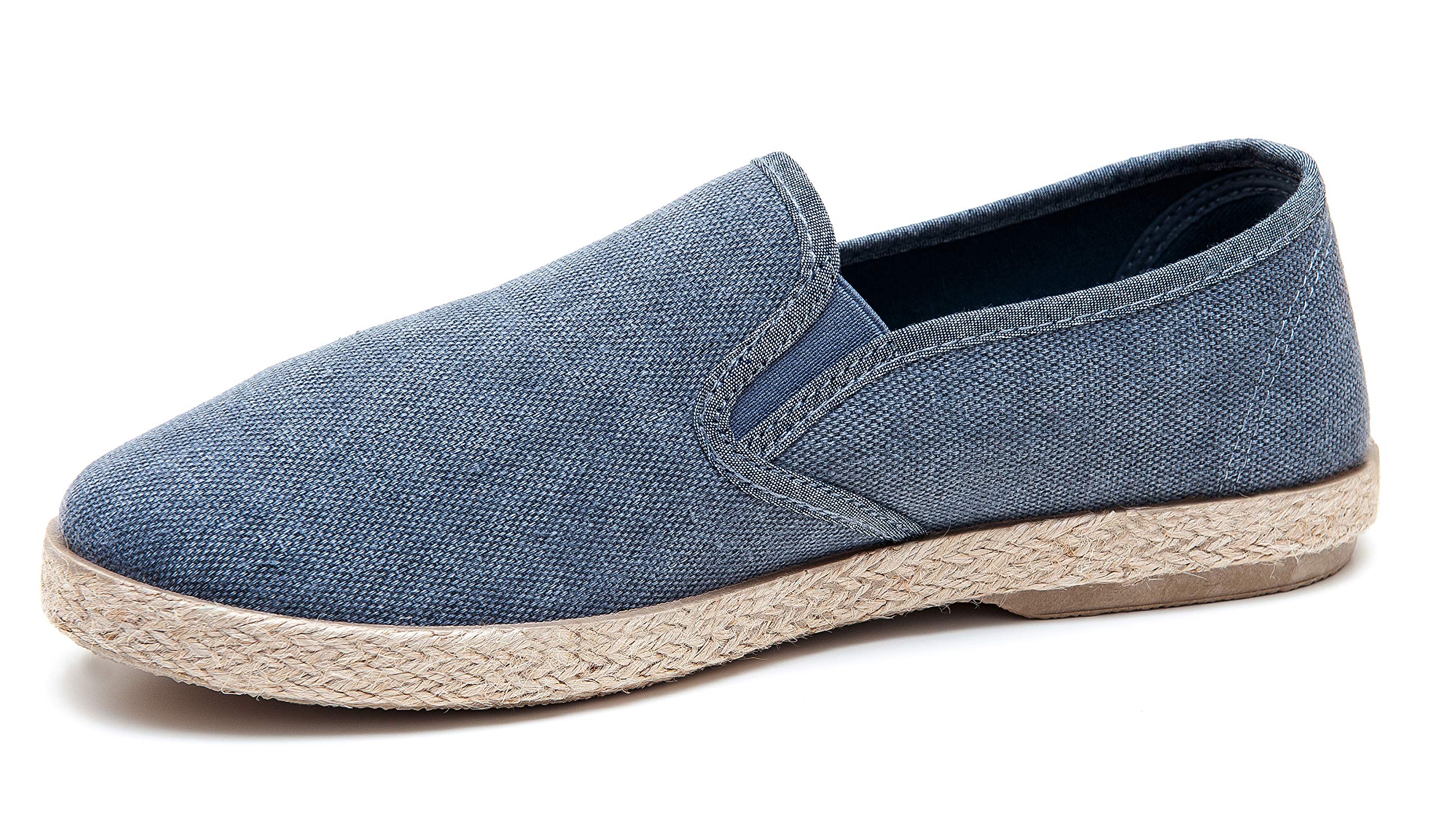 Mocassini Espadrillas uomo Artigianali Scarpe basse casual estive barca (45, Blu)