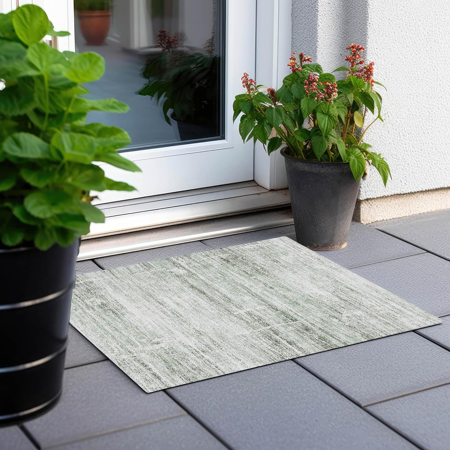 Addison Rugs Chantille ACN747 Green 1'8" x 2'6" Indoor/Outdoor, Machine Washable, Easy Clean, Non Shedding, Bedroom, Living Room, Dining Room, Kitchen, Patio Rug