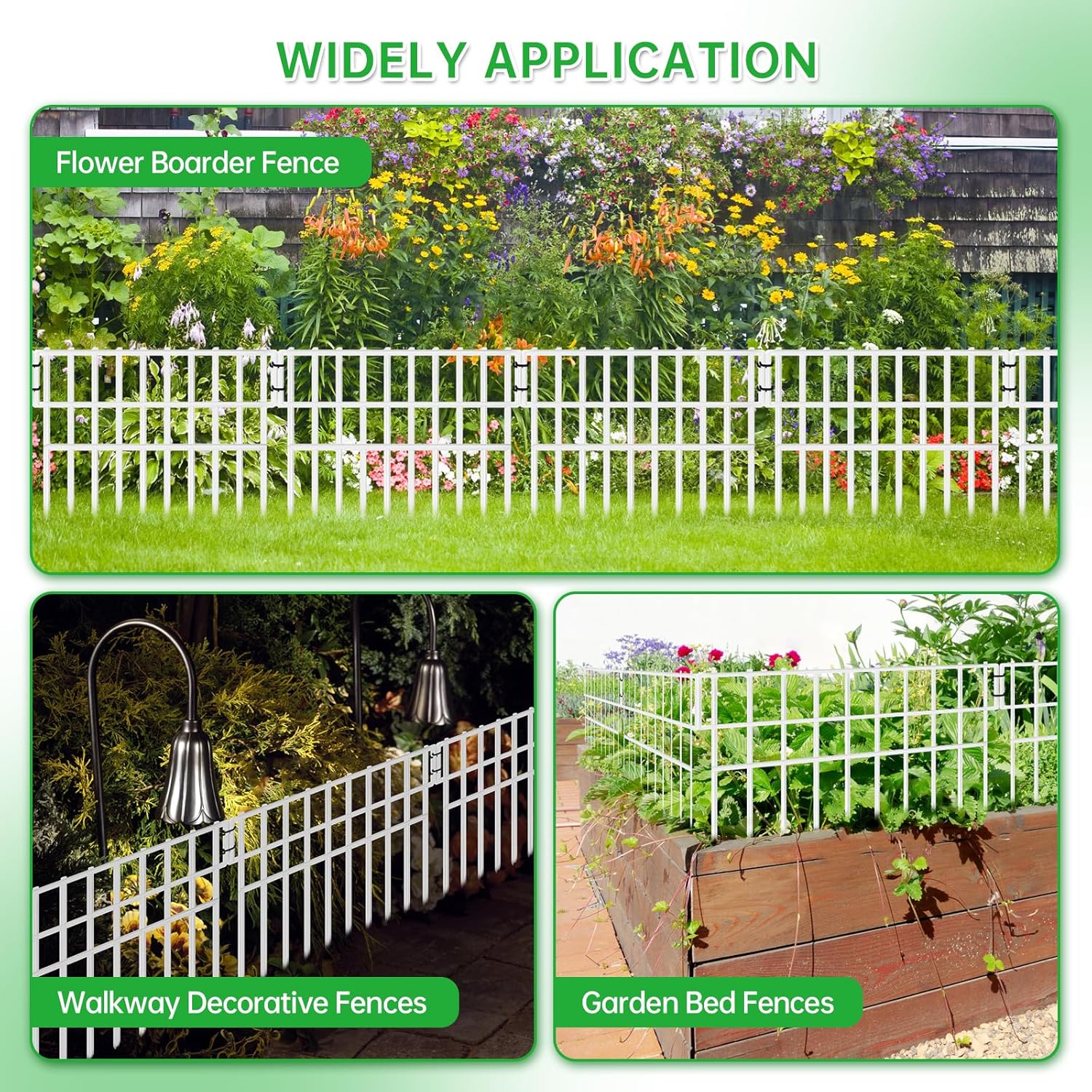 39.5ft(L) X 13in(H) Animal Barrier Fence, 28 Panels No Dig Fence for Dogs, 1.52IN Gap Anti Digging Dog Barrier, Rustproof Metal Garden Edging Border Defense for Outdoor, Yard, Lawn, White
