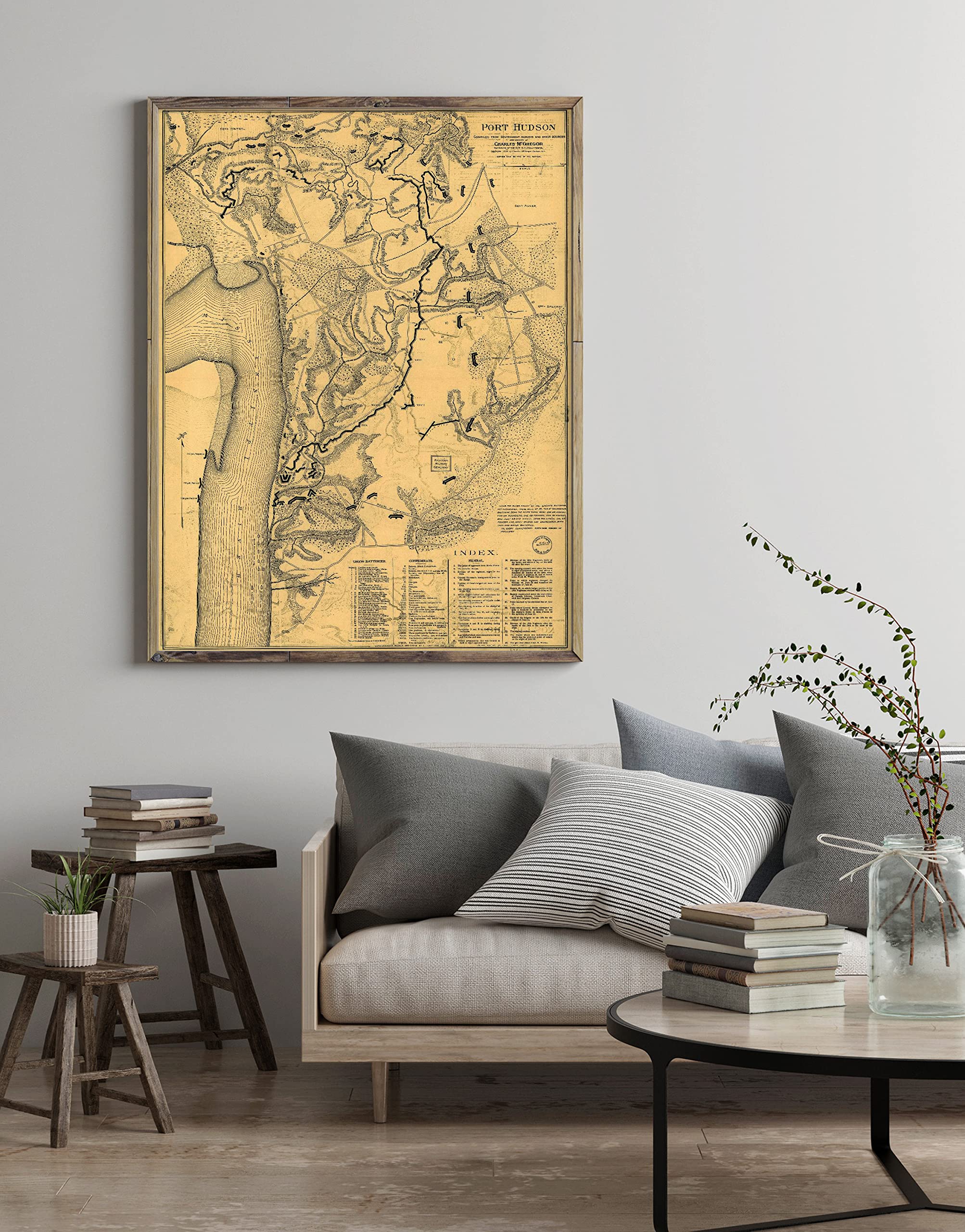 INFINITE PHOTOGRAPHS 1900 Map| Port Hudson Compiled from Government surveys and Other Sources and Drawn by Charl