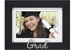 4x6 or 5x7 Black and Silver Wood Picture Frame with Grad Word...