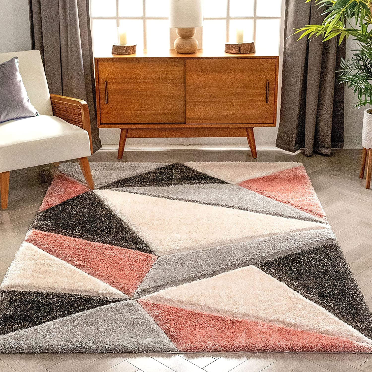 AZHAR CARPET Super Ultra Soft Plain Shaggy Handcraft Anti-Skid Silk Touch Carpet, with 2 Inch Thickness 2 X 8 FEET (60 X 240 cm) Grey Mutli