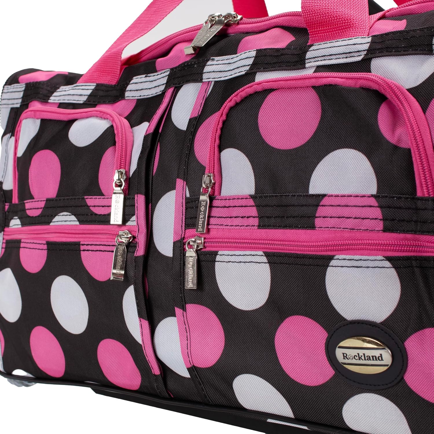 Rockland Rolling Duffel Bag, New Multi Pink Dot, 22" - Image 10