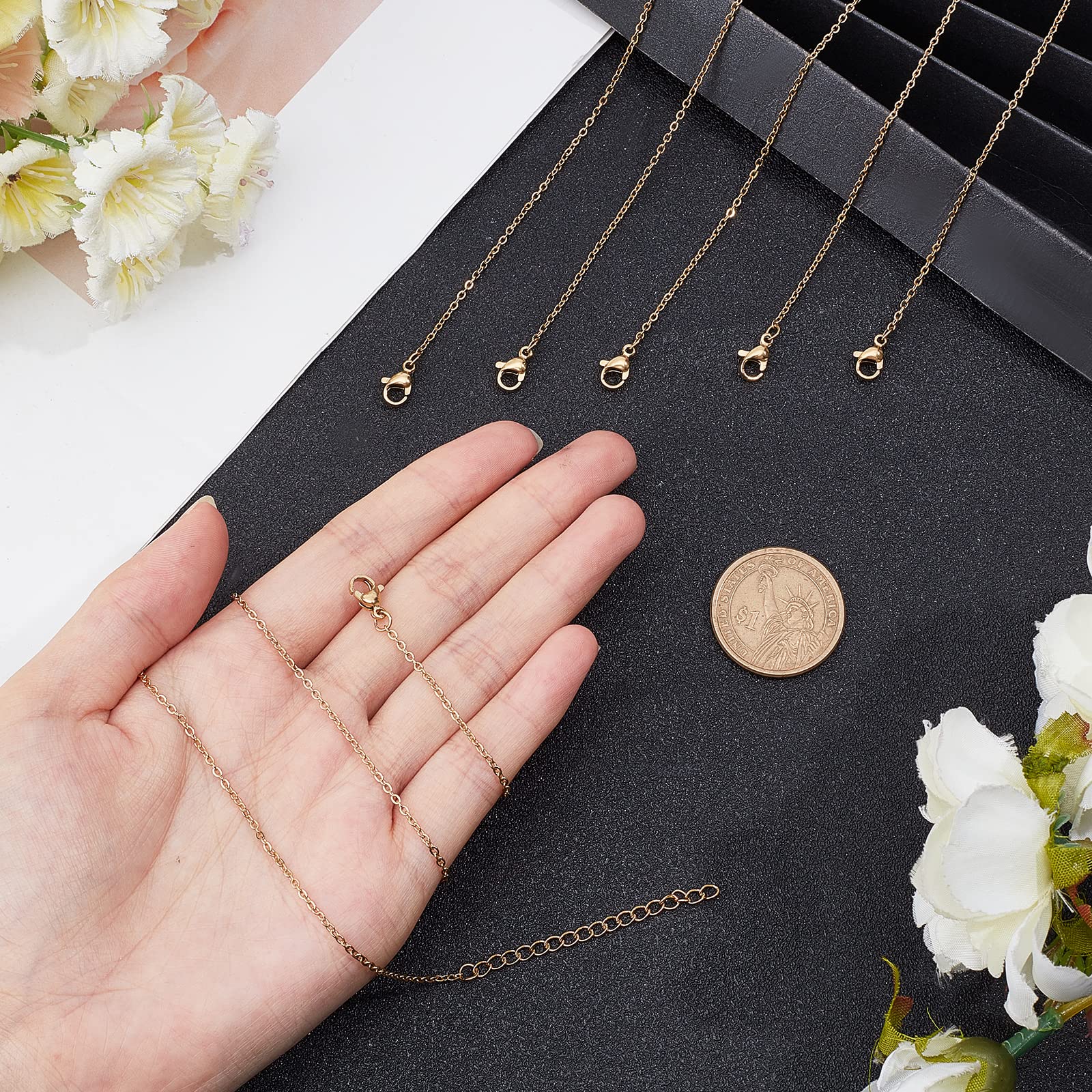 UNICRAFTALE 10pcs 40.5cm Cable Chain Necklaces with Lobster Claw Clasp Stainless Steel Cable Necklace Golden Chains for DIY Necklace Jewelry Making 1.6mm Wide - Image 2