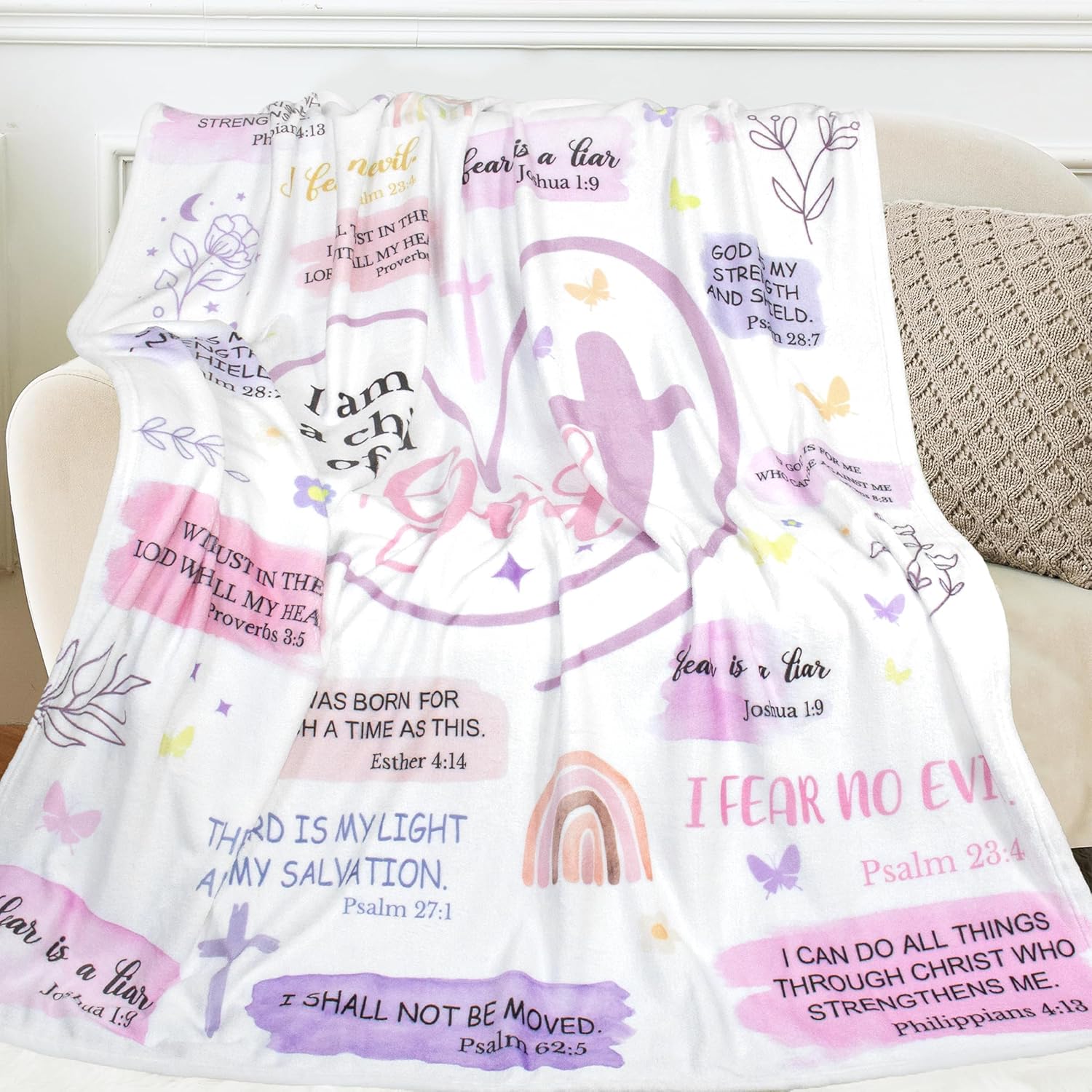 Christian Gifts for Women, Baptism Gifts for Girl, I Am a Child of God Blanket, First Communion Gifts for Girls, Inspirational Religious Birthday Catholic Gifts for Women Throw Blanket 60"X50" - Image 2