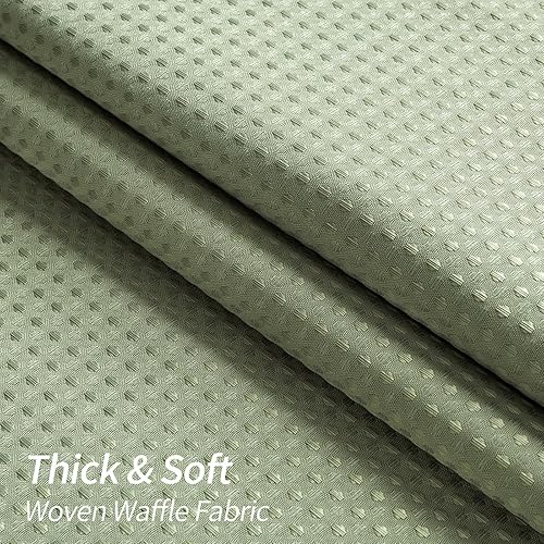 Miniatura 3 de MitoVilla Cortina de ducha de tela de gofre verde salvia, cortinas de ducha de tela pesada para decoración moderna de baño de hotel, impermeable y