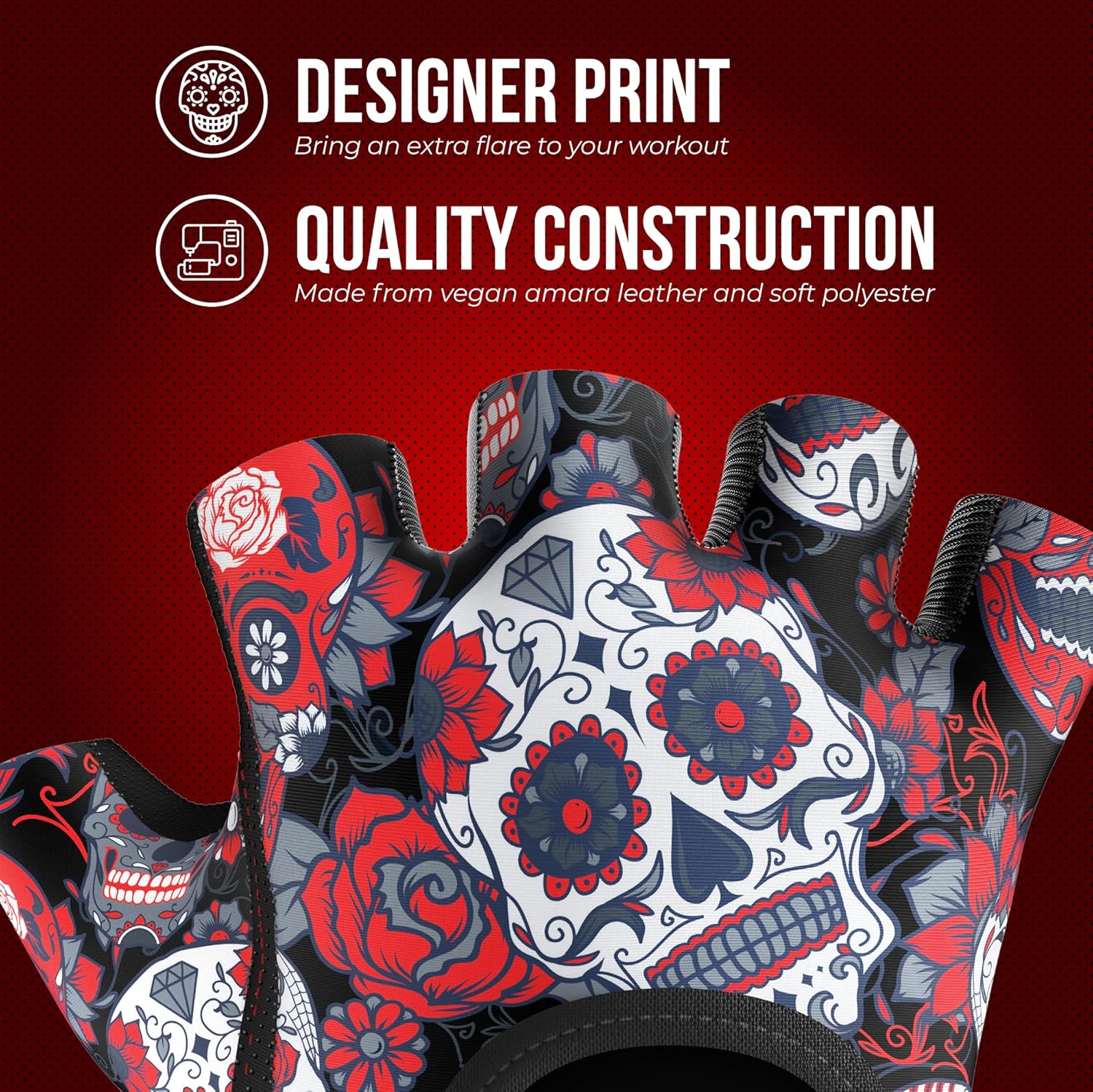 Contraband Pink Label 5237 Designer Series Workout Gloves for Women | Sugar Skull Print Weight Lifting Gloves for Women w/ Grip-Lock Padding | Gym Gloves for Women w/ Medium Padding : Sports & Outdoors