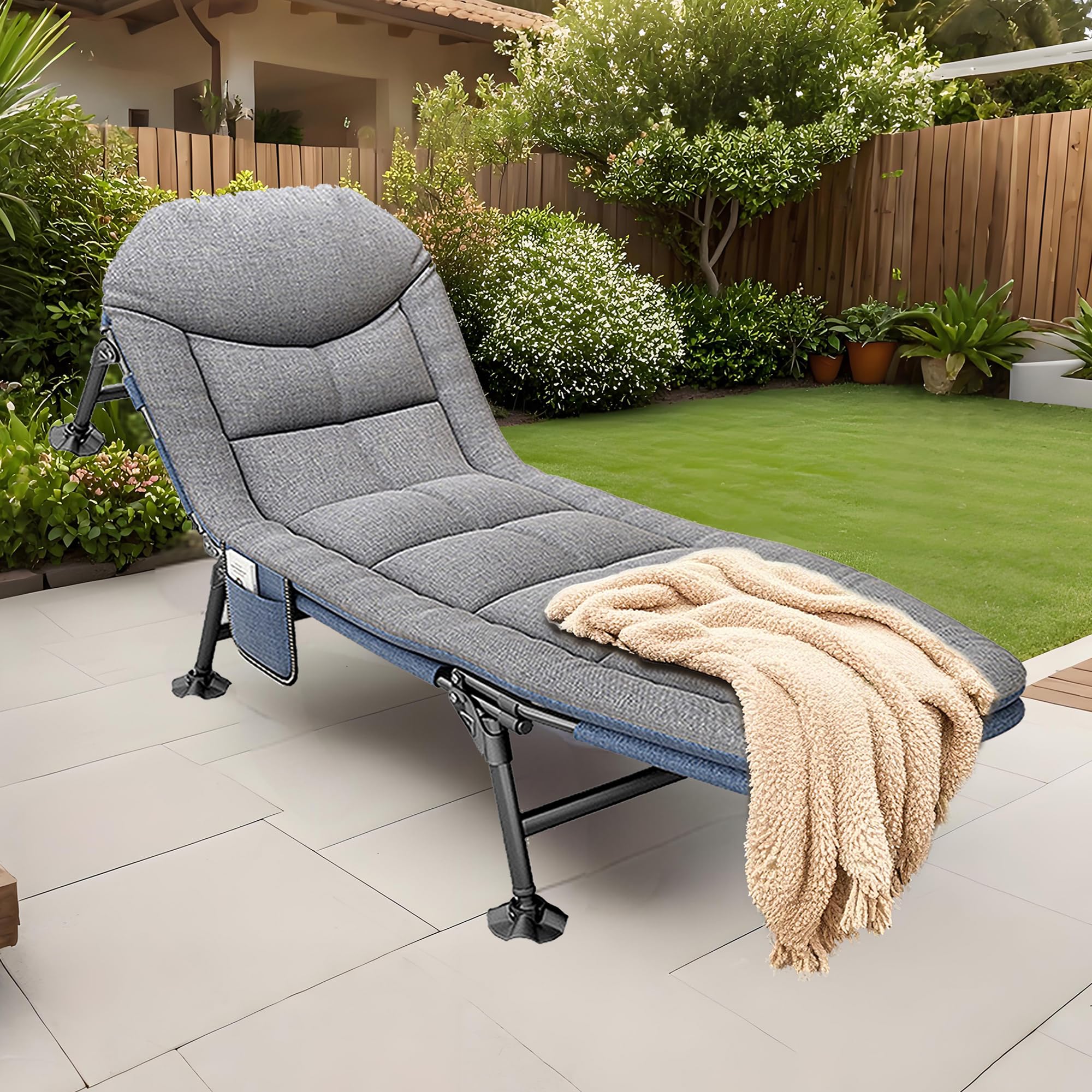 Brandina da Campeggio, Lettino da Campeggio per Adulti - Portatile Letto da Camping Leggero Pieghevole, Sdraio da Giardino per Esterno Terrazzo, 190x65x30cm, Caricabile Fino a 160 kg, Grigio