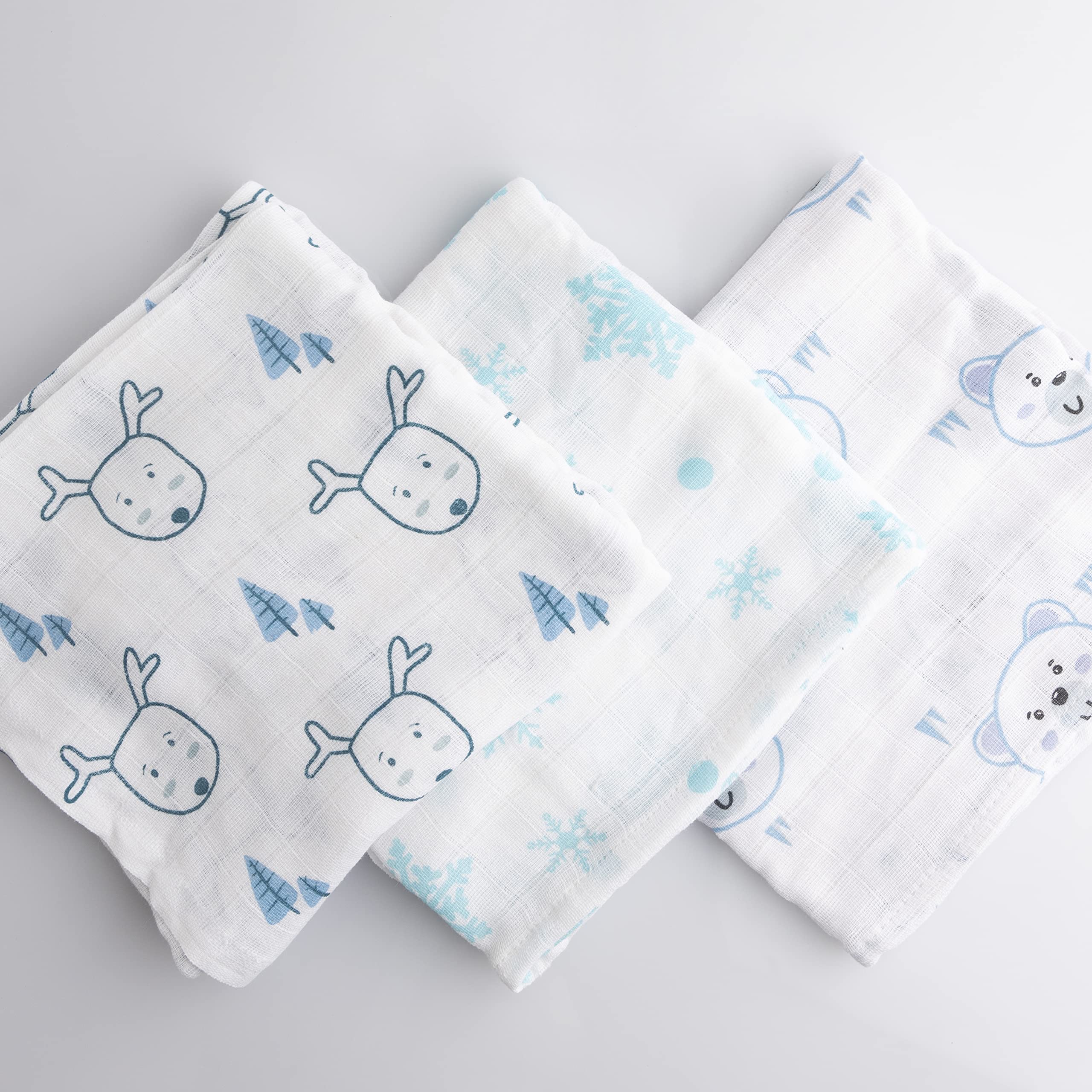 Set di 3 Mussole Neonato 80x80 cm 100% Cotone Naturale Certificato OEKO-TEX Copertina Neonato