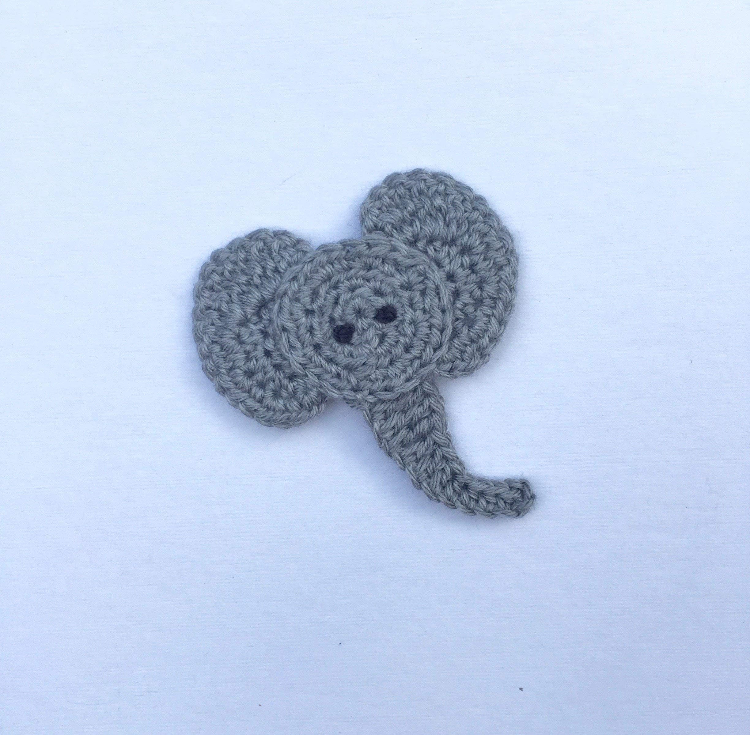 Crochet Elephant Head Applique Craft Supply