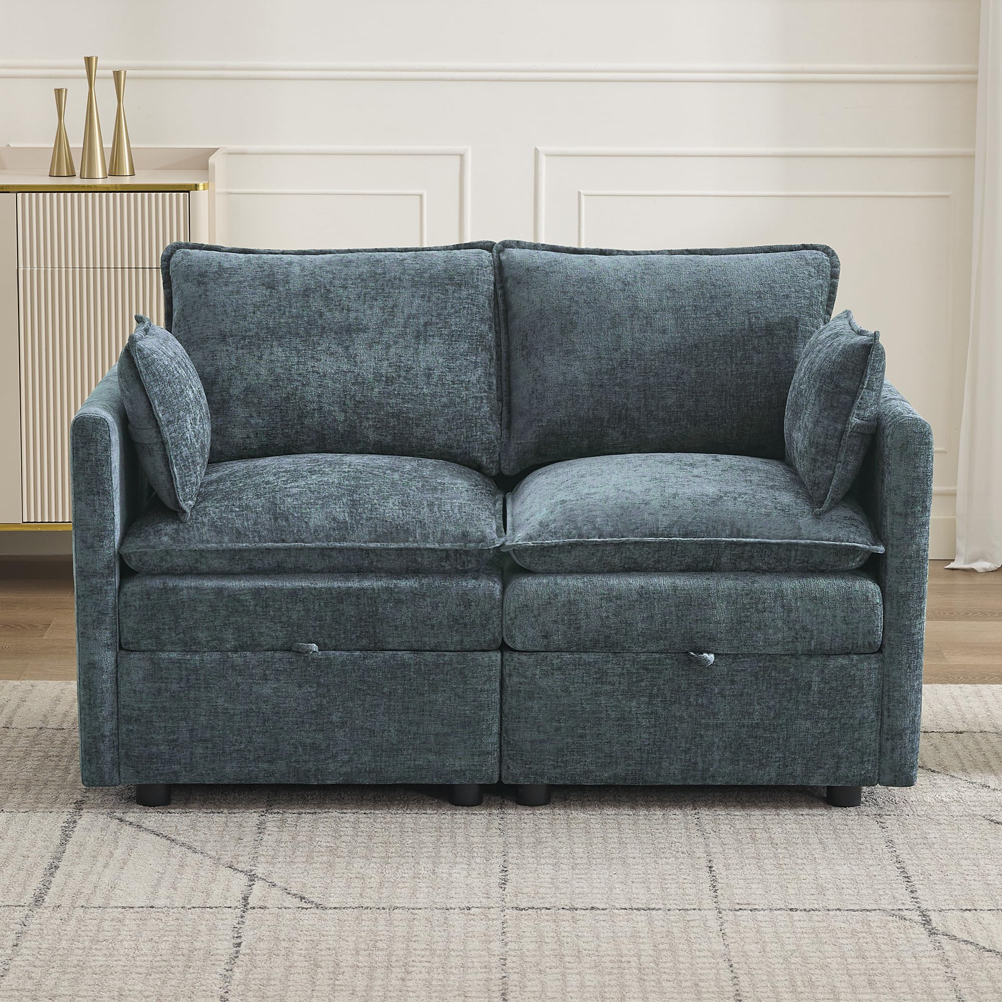 55 Inch Cloud Modular Loveseat Sofa with Storage