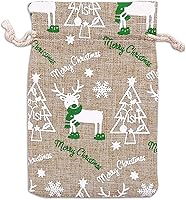 Vista 25 de TheDisplayGuys - Paquete de 12 bolsas de regalo de lona de yute reutilizables de 6 x 8 pulgadas con cordones (estrellas blancas, medianas)