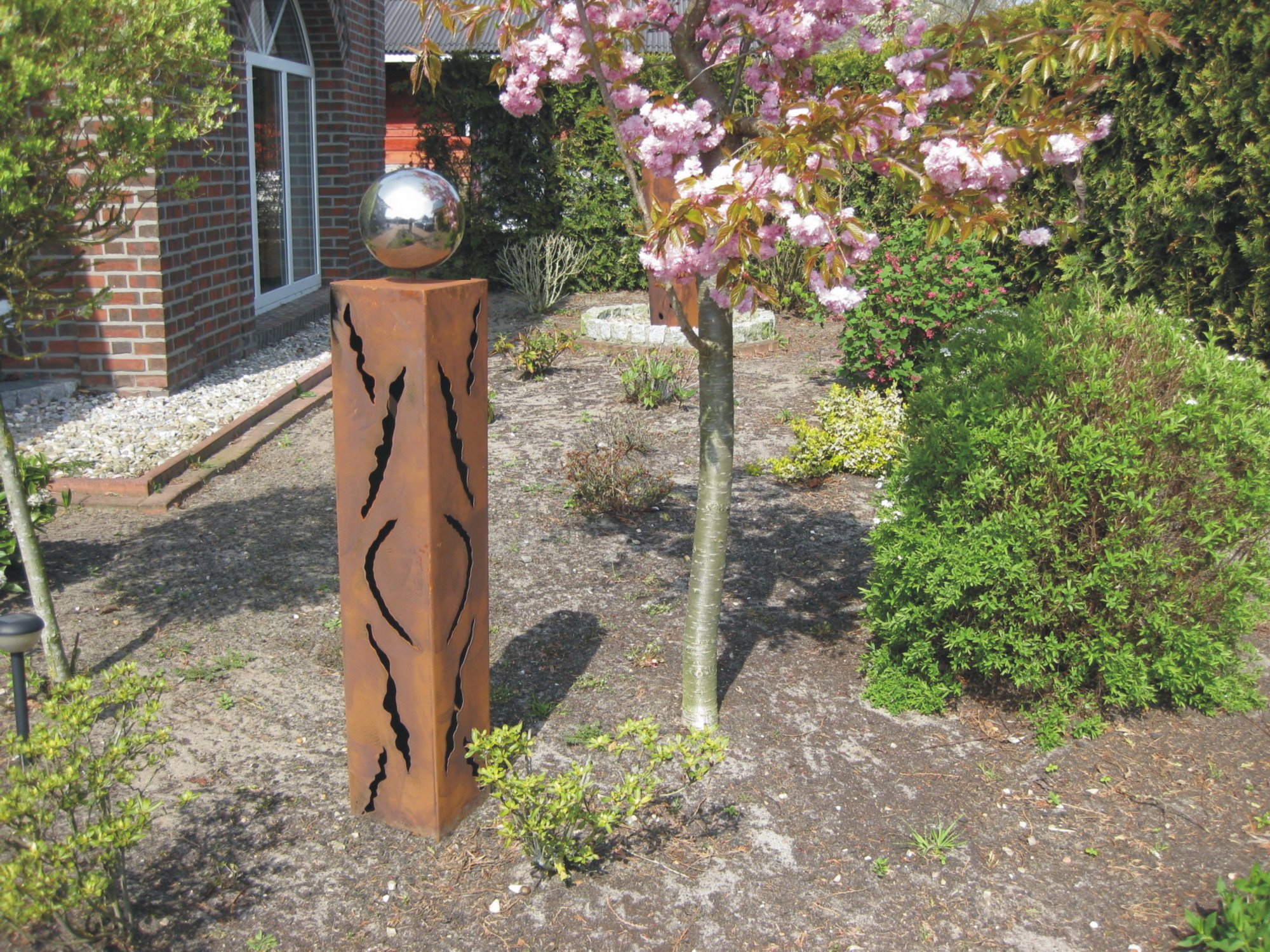 Rost Säule RS18 Rostsäule Gartensäulen Gartendeko Deko rostig Edelstahlkugel Rostsäule