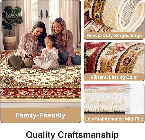 Miniatura 6 de Well Woven Alfombra oriental con diseño de flores persas, Sintético