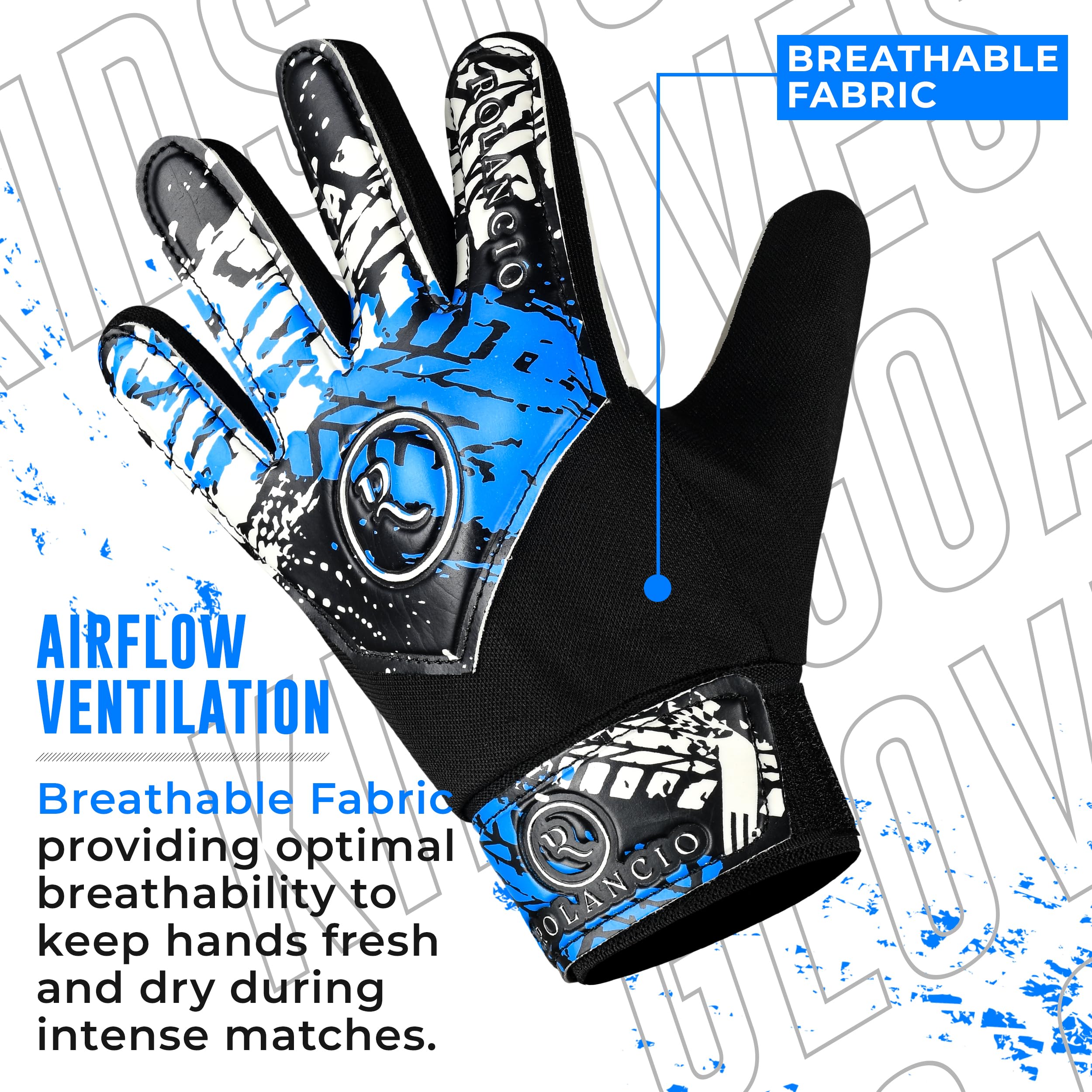 ROLANCIO Goalkeeper Gloves, Blue / White, 04 - Image 2