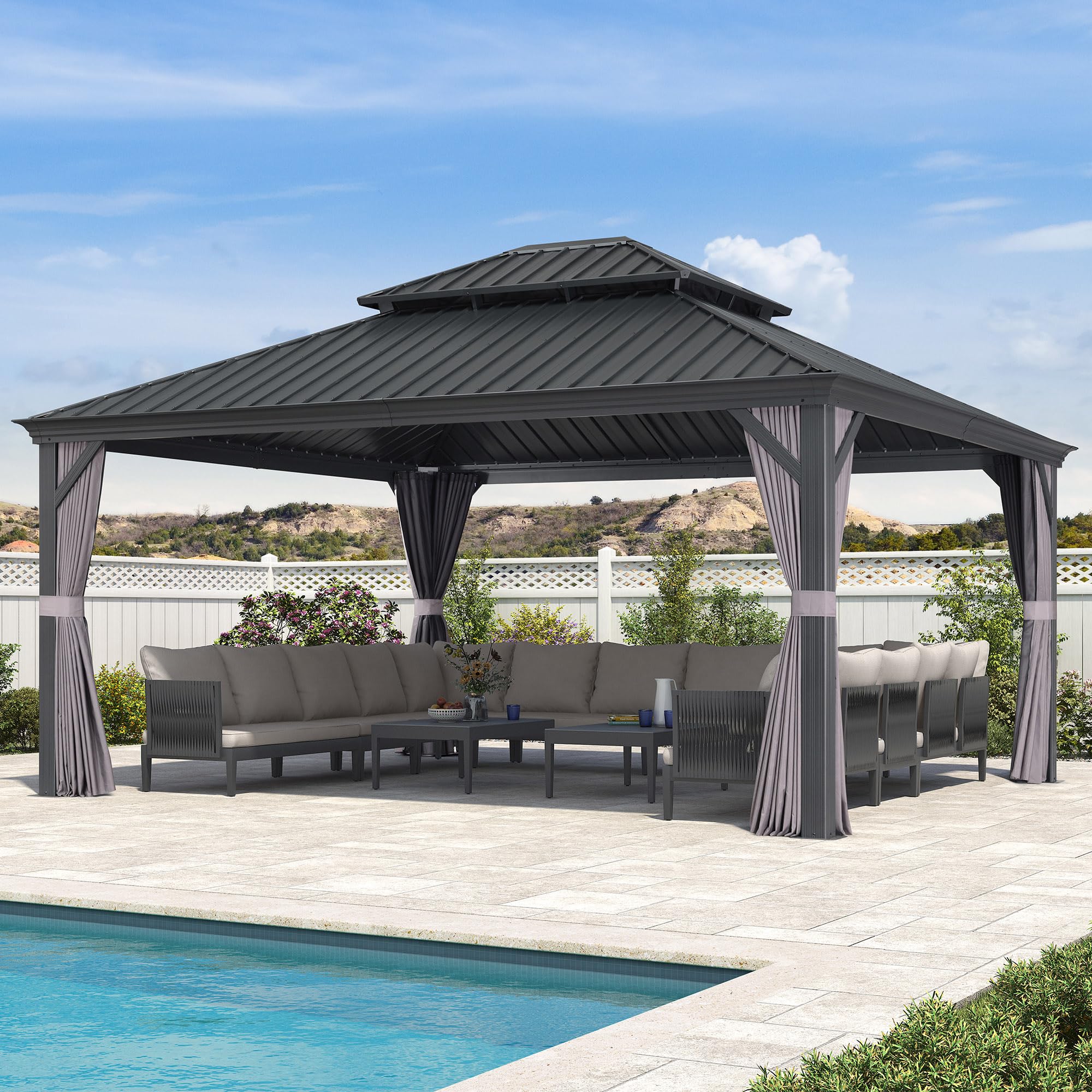 PURPLE LEAF Alu GartenPavillon mit Seitenteile Pavillon Wasserdicht Stabil Winterfest