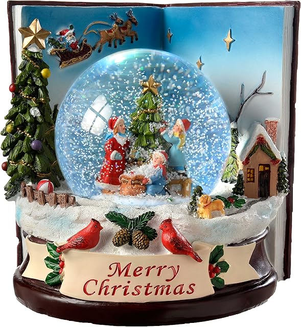 WeRChristmas Children Book Colour Changing Snow Globe Christmas Decoration, 16.5 cm - Multi-Colour