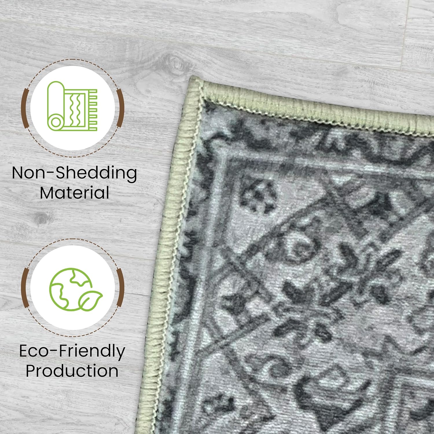 Washable Area Rug 4x6 | Non Slip Area Rug for Living Room, Bedrooms, Dining Room | Ultra-Soft Flannel Carpet Area with Rubber Backing (Light Grey, 4x6)
