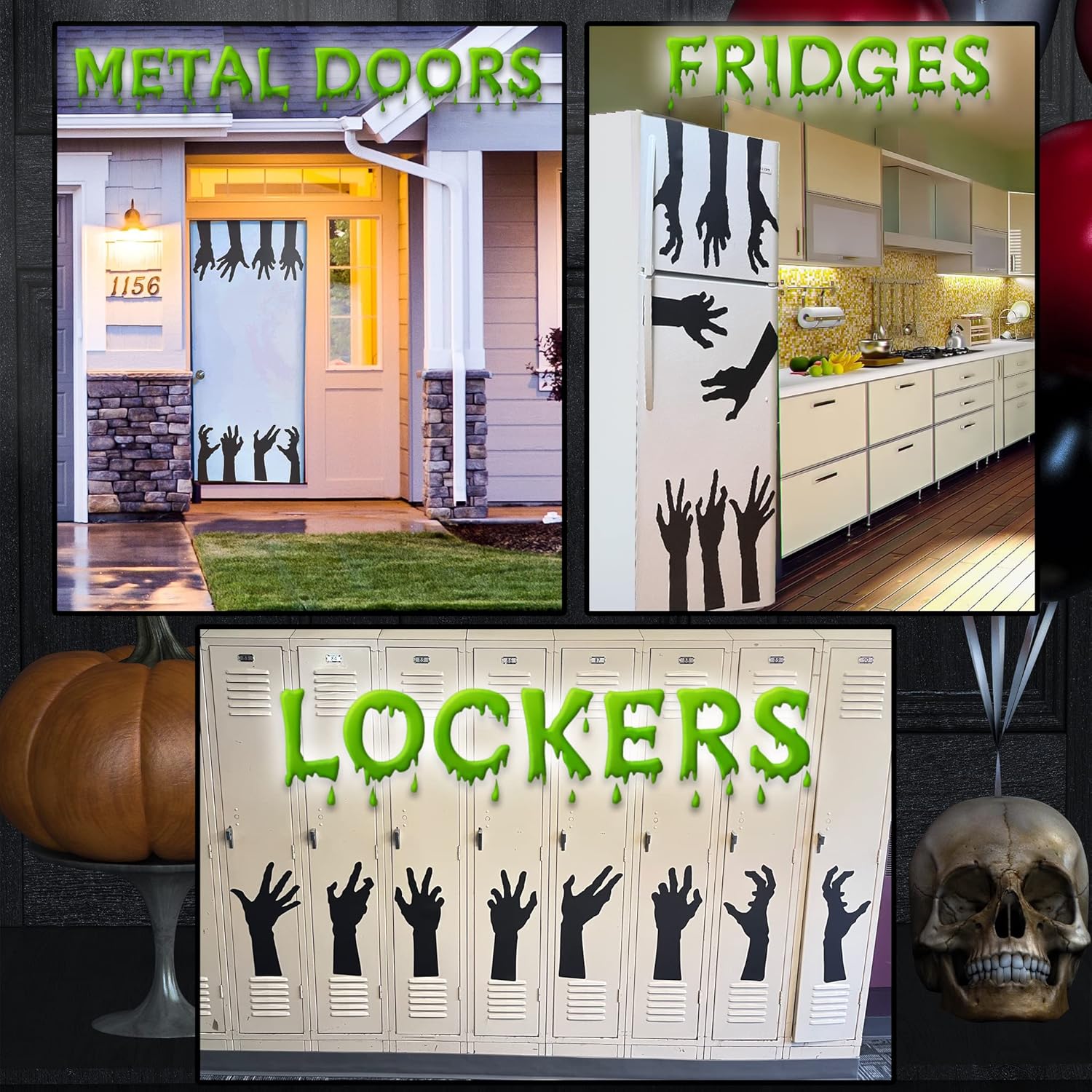 VictoryStore Large Monster Hand Garage Door Magnets: 8 Piece Halloween Zombie Garage Door Magnets, Indoor or Outdoor Halloween Magnets