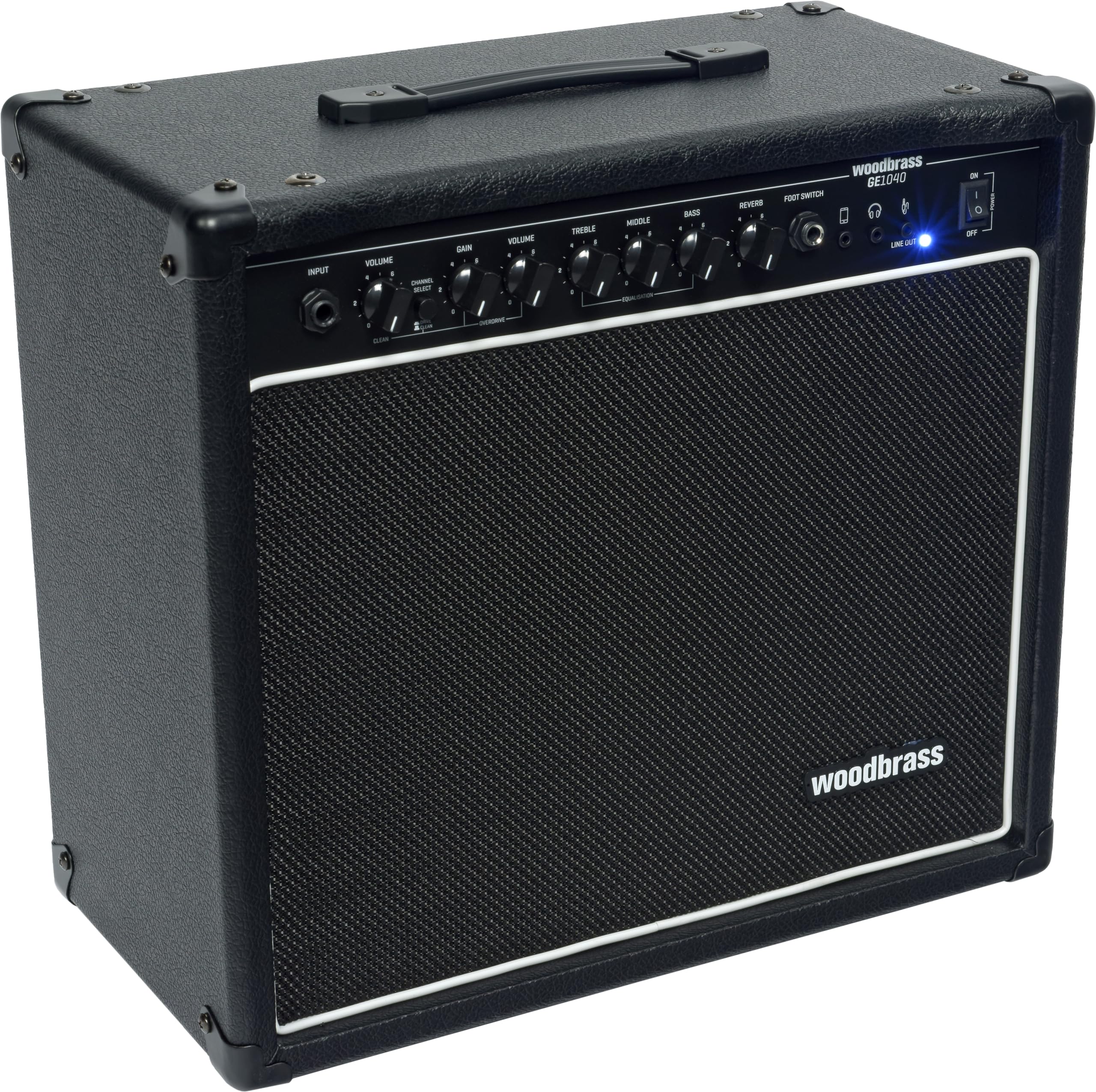 Woodbrass GE1040 Amplificatore Combo per Chitarra Elettrica - Amplificatore 40W ideale per Chitarristi principianti e dilettanti - Multiuso, Reverb, Presa Cuffie: Perfetto per giocare a casa o sul