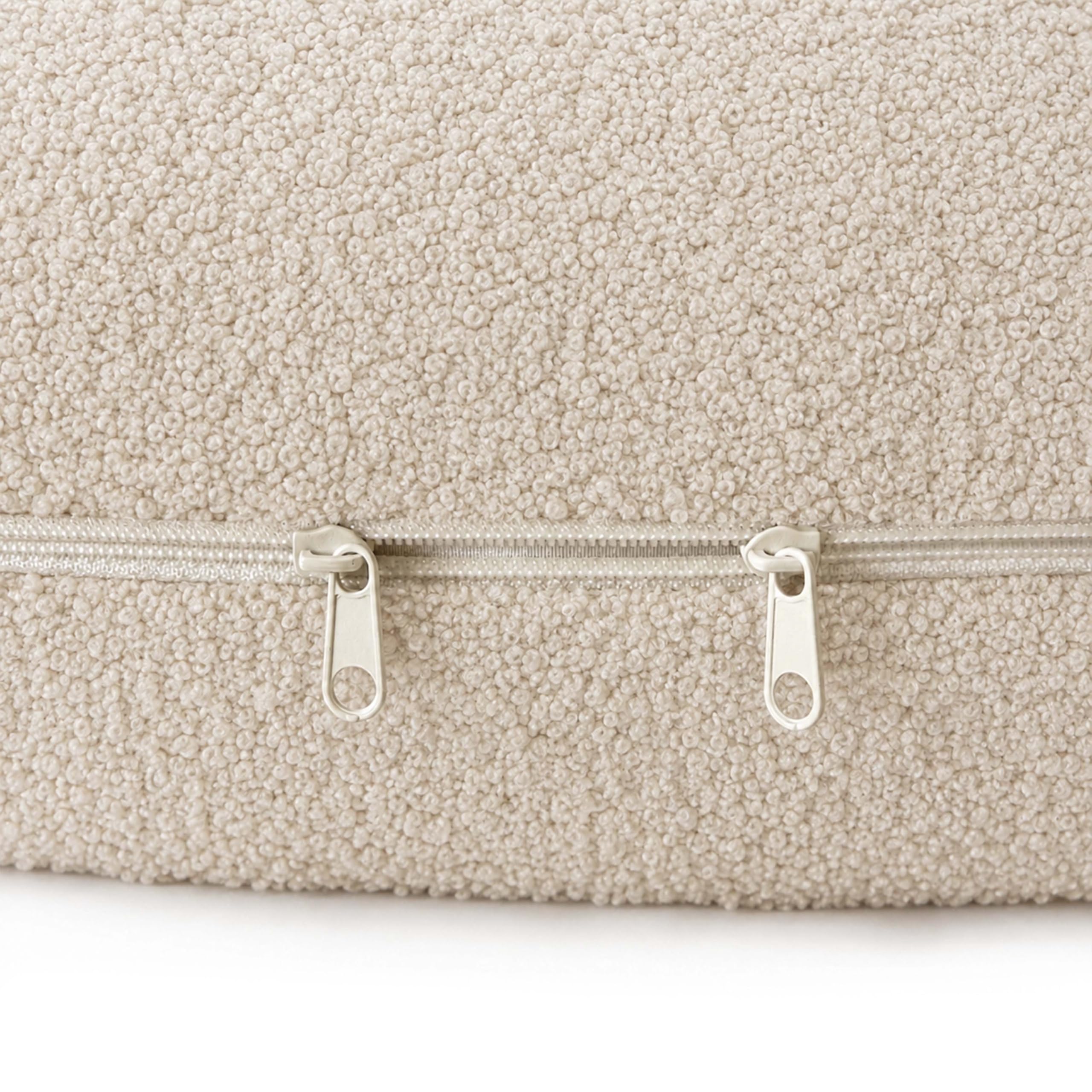 Schwangerschaftskissen J-Form, Stillkissen Seitenschläferkissen mit Verstellbarer Füllung, abnehmbar Bezug, Lagerungskissen für Schwangerschaft & Stillzeit ekmTRADE (82 - Bouclé Beige, Kissen + Bezug)