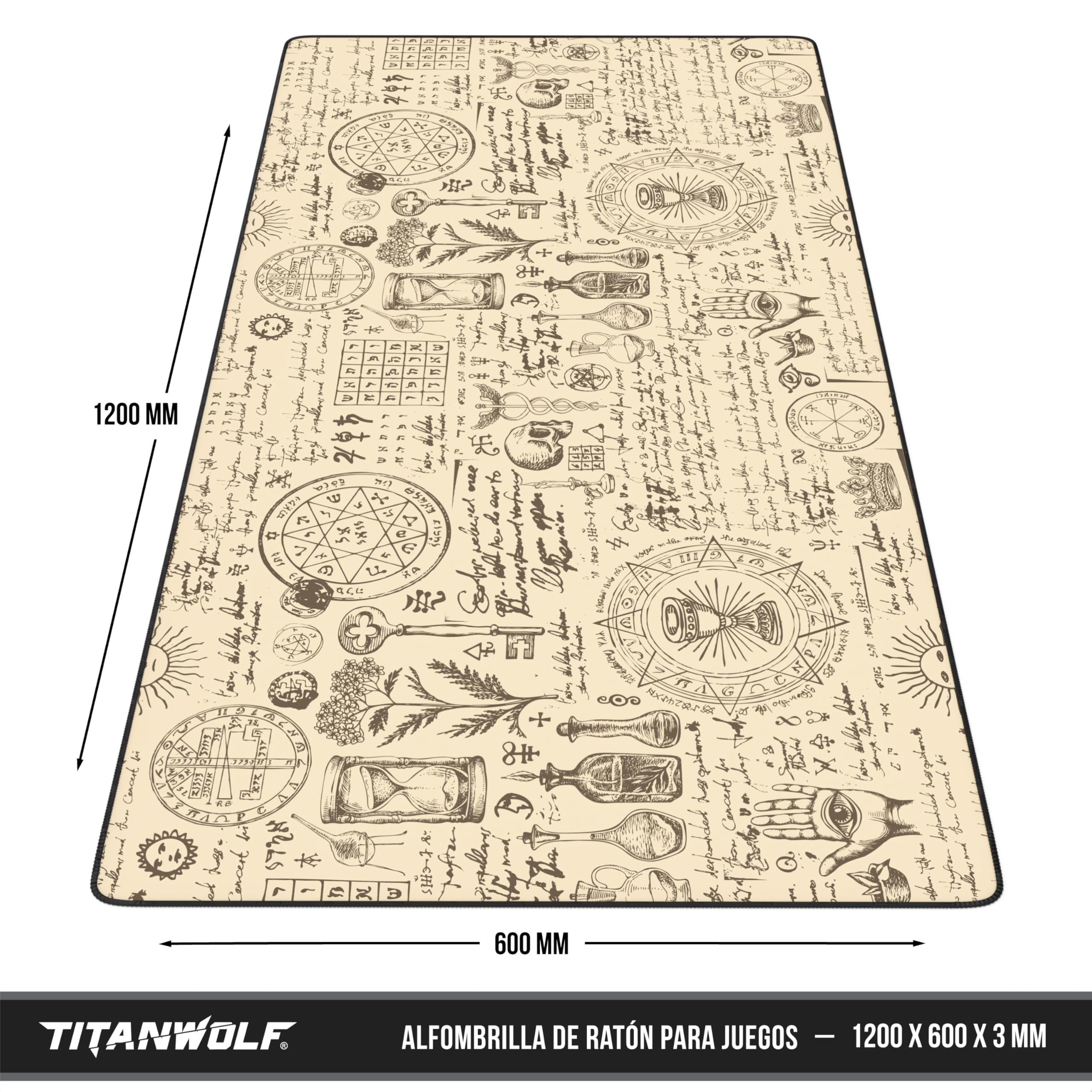 TITANWOLF – Alfombrilla Gaming XXL para ratón 1200x600 – Mouse Pad - Precisión y Velocidad - Parte Inferior de Goma para una sujeción Estable - Antideslizante, Resistente al Agua – Alchemy