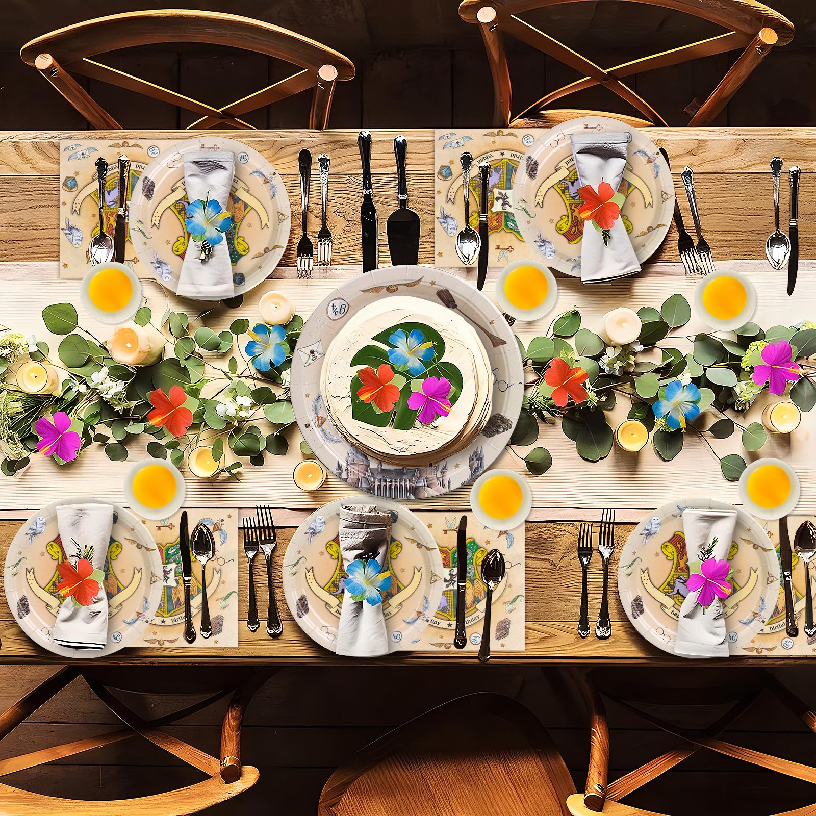 DANXIAN Wizard, set di stoviglie magiche Wizard, piatti di carta per il compleanno dei bambini, decorazione per feste di compleanno, 20 ospiti