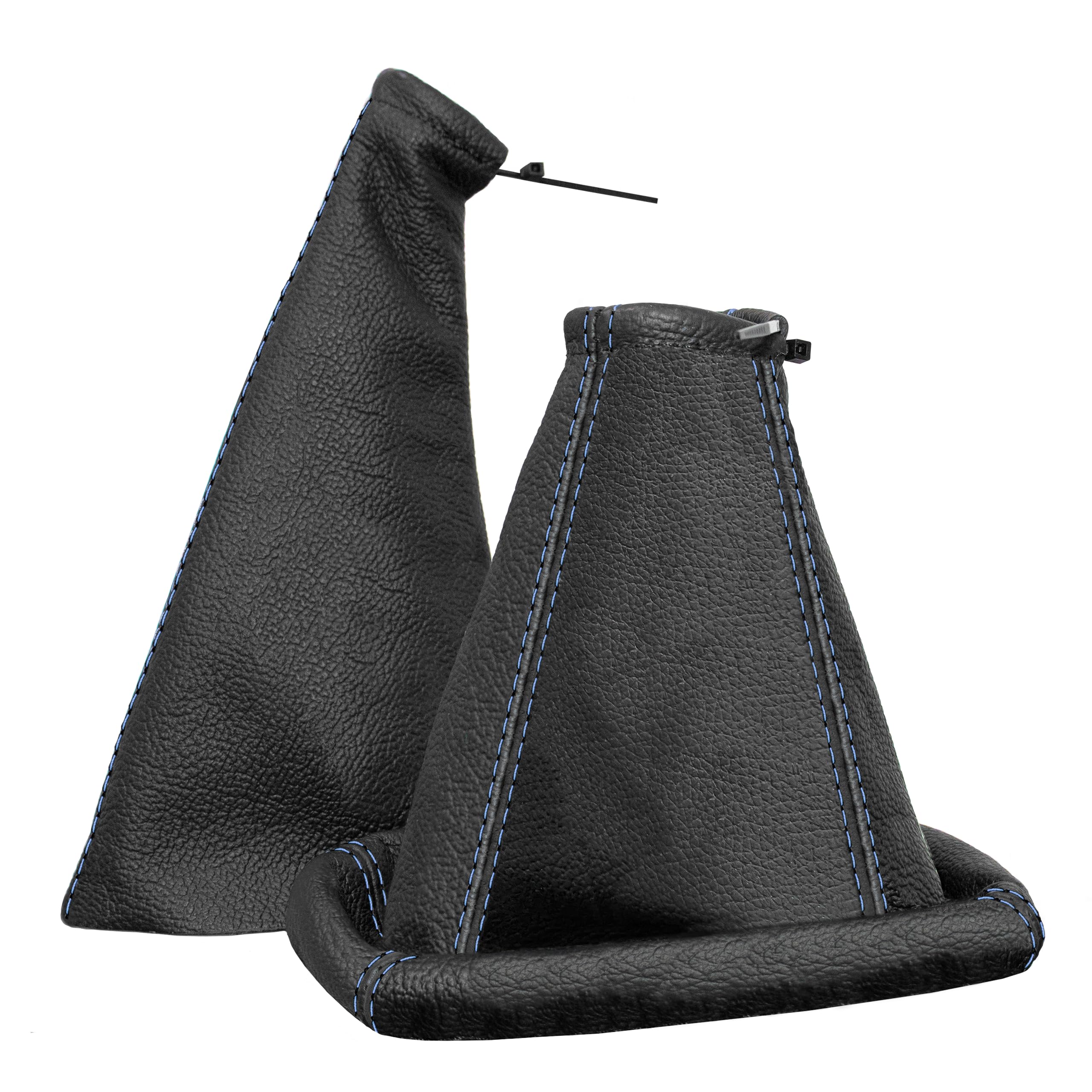 Funda palanca de cambios y Freno de mano - para Opel Corsa B y Tigra A 1993-2000 - negro azul - de cuero auténtico - de marchas manual - para transmisión manual - fuelle palanca de cambios - (A0003-8)
