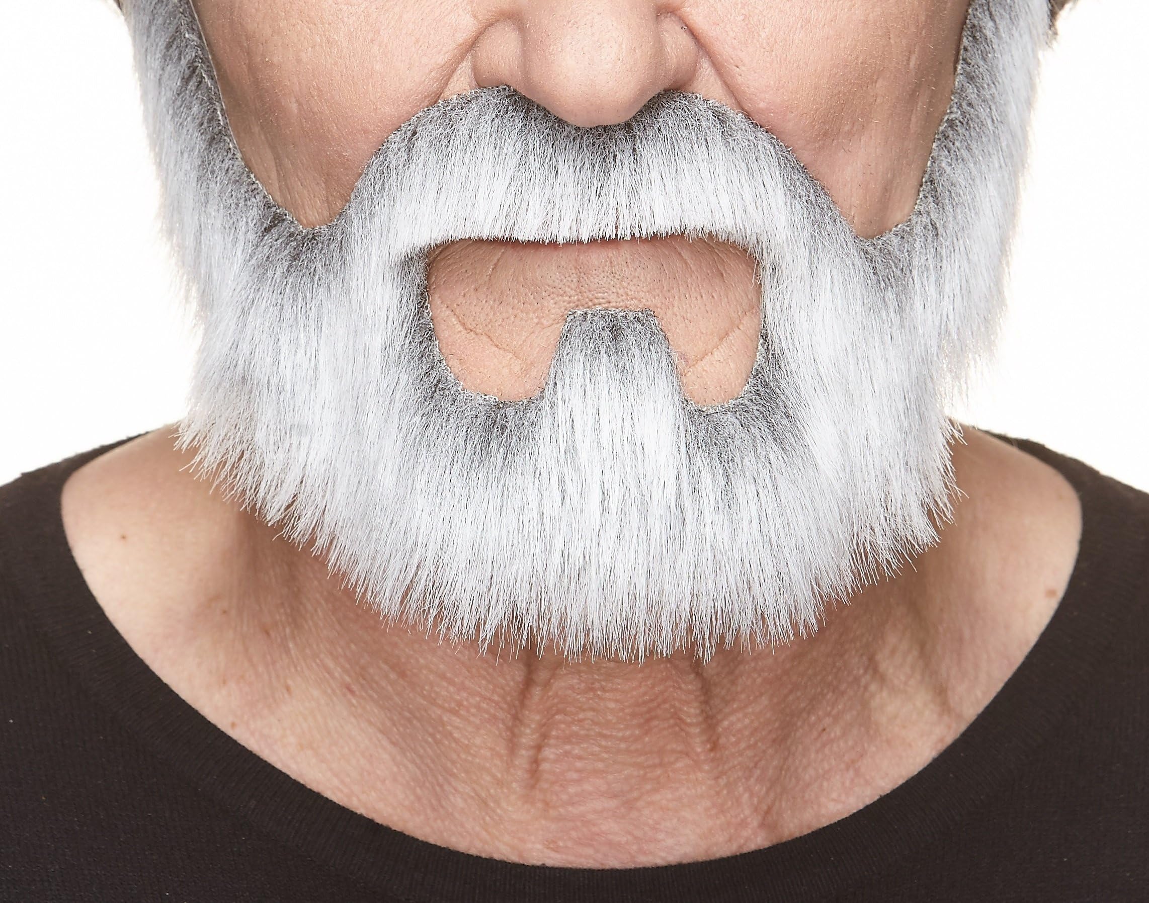 Mustaches Self Adhesive Fake Beard, Novelty, On Bail False Facial, Costume Accessory for Adults, Gray with White Color