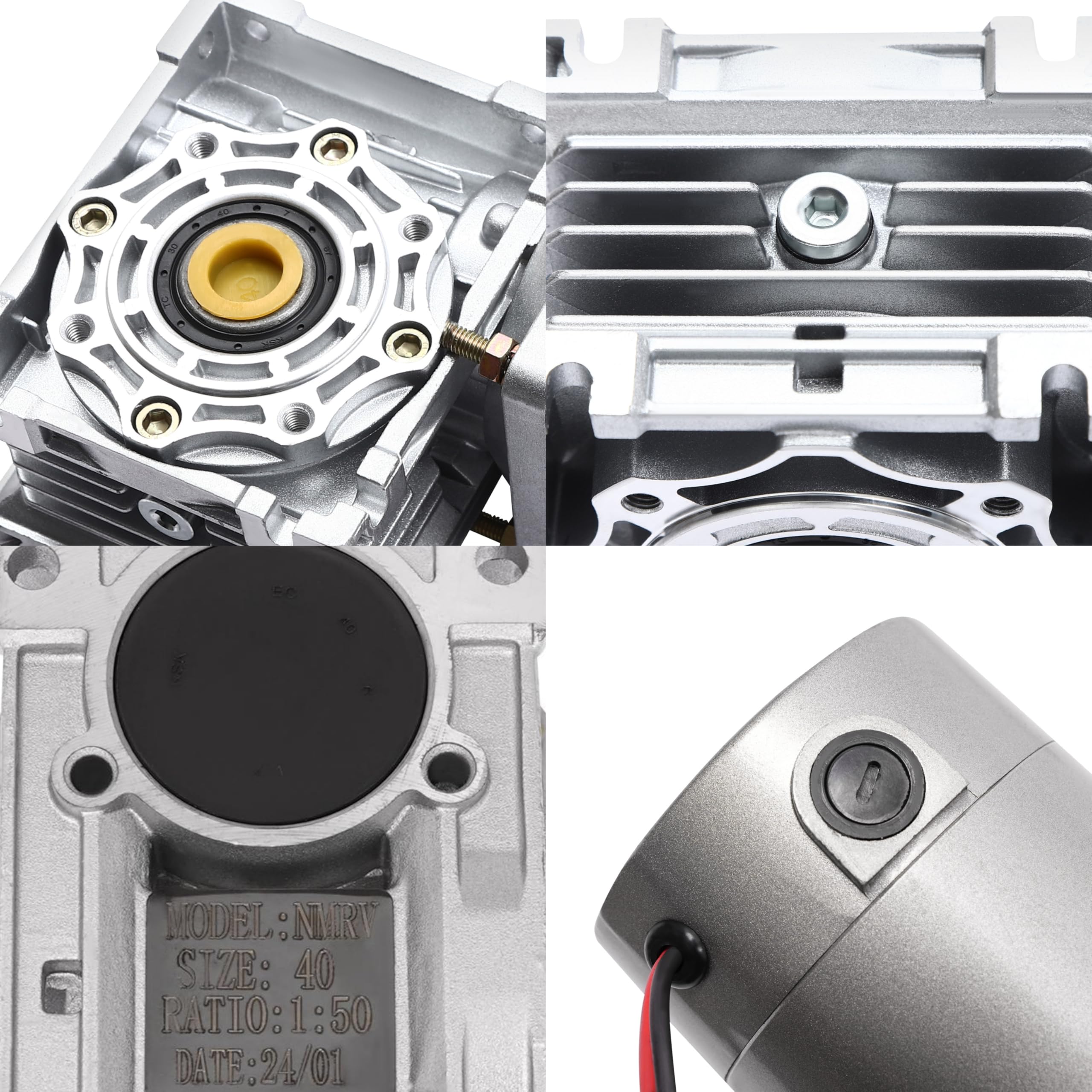 Motor eléctrico CC de aleación de aluminio fundido a presión y acero, motor de engranaje reductor DC DC DC 50K 24V 1800RPM DC motor de engranaje helicoidal