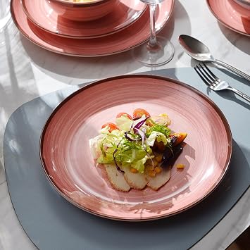 Plates & Bowls Set for 4, Melamine Plate Set, 12 Piece Dinner Set Solid Color Dinner Set, Beautiful Wedding Party Plates Set Dishwasher Safe, BPA Free (Mars)