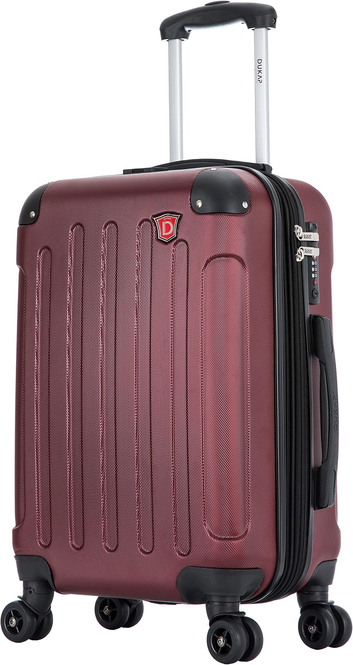 DUKAPINTELY Luggage with Integrated USB Port and Spinner Wheel | Spacious Travel Suitcase with TSA Lock and Ergonomic GEL Handle | 20 Inch Hardside Carry-On Luggage | Wine Red