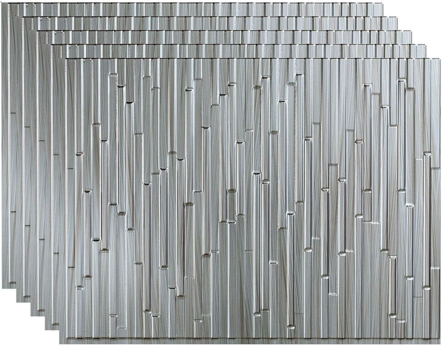 FASÄDE Skyline Decorative Vinyl Backsplash 15 sq ft Kit in Brushed Steel