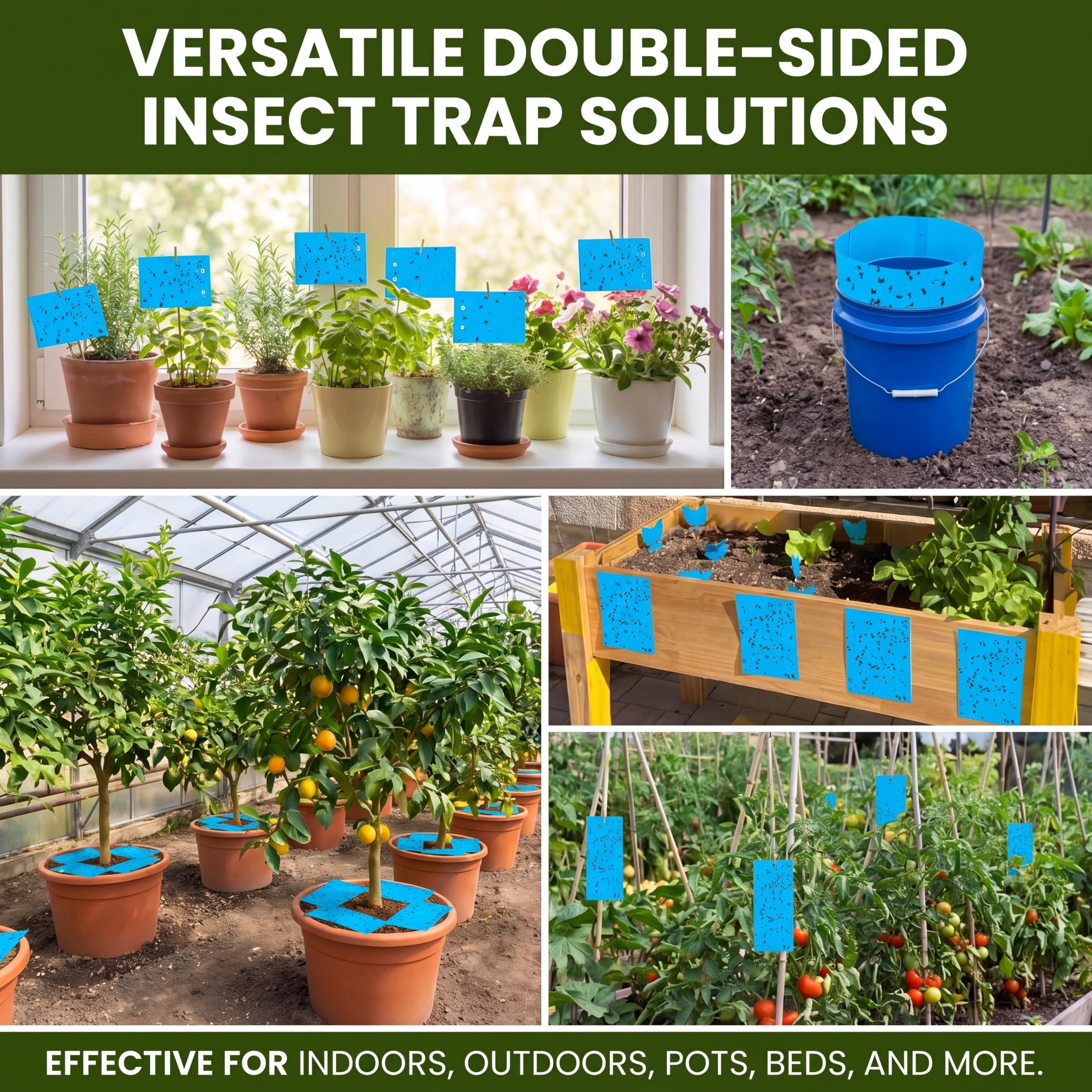 Qualirey 100 trampas adhesivas de doble cara para plantas voladoras, insectos como moscas blancas, pulgones, 7.87 x 3.9 pulgadas, trampas adhesivas para mosquitos de la fruta, para interiores y