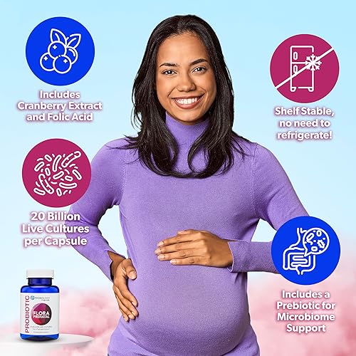 Miniatura 6 de belle+bella Probiology Flora - Cápsulas prenatales – Suplemento probiótico y prebiótico de doble acción con ácido fólico para mujeres prenatales y