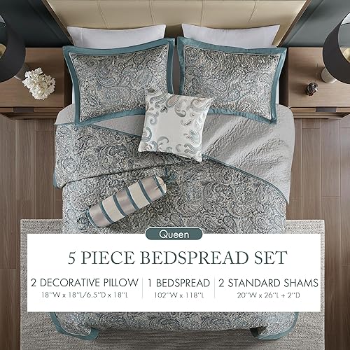 Miniatura 7 de Madison Park Aubrey - Juego de colcha acolchada reversible, transpirable, ligera para todas las estaciones, fundas a juego, colcha Queen (102 x 118