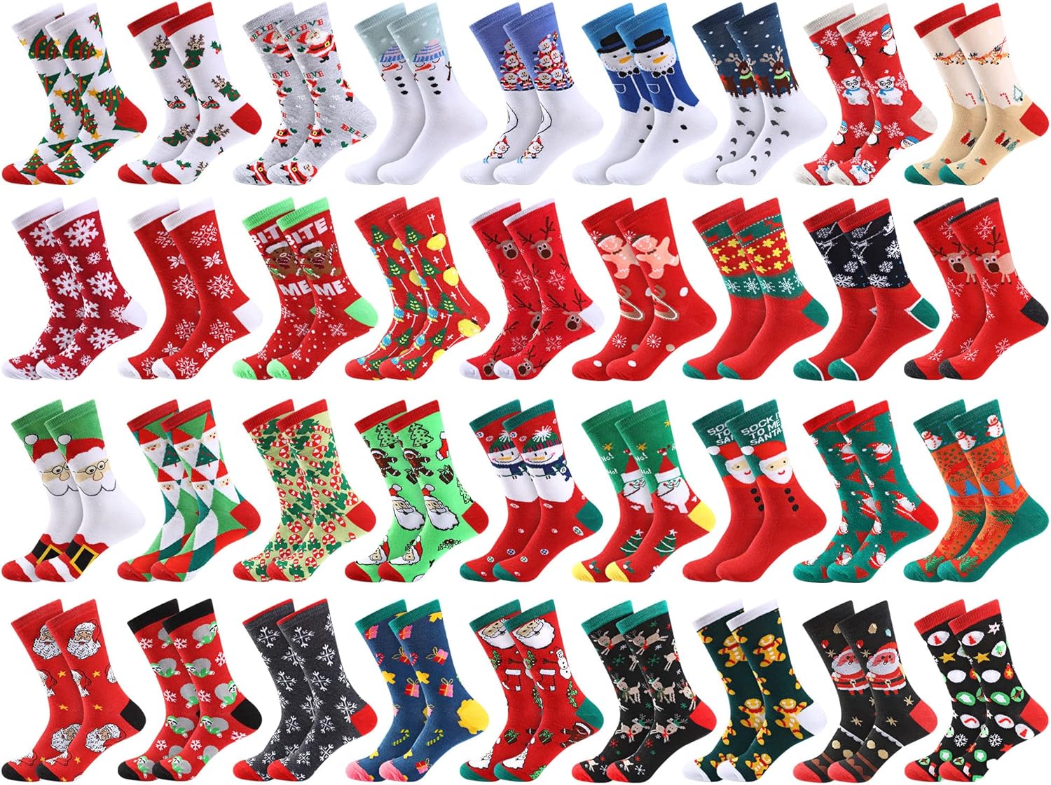 36 Pairs Christmas Crew Socks Bulk Women Novelty Cute Dress Socks Warm Soft Cotton Christmas Socks Set Colorful Crazy Cute Animal Food Patterned Funny Colorful Women's Xmas Gifts for Girls Teens : Clothing, Shoes & Jewelry