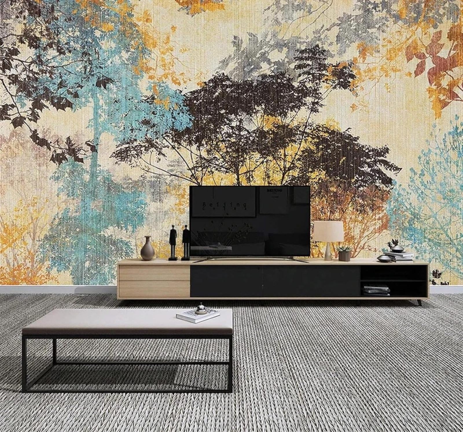 XLMING Hand Drawn Abstract Vintage Woodland Scenery 3D Wallpaper Luxury Home Dining Decor Paste Sofa Living Room The Wall for Bedroom Mural-250cm×170cm