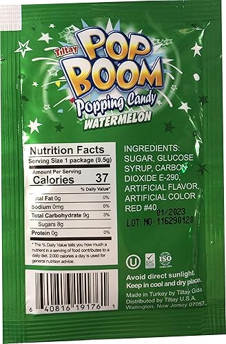 Miniatura 8 de TILTAY POP BOOM Popping Candy - Surtido de 4 sabores, fresa, cereza cola, manzana verde, frambuesa azul, 16 paquetes, 5.28 onzas
