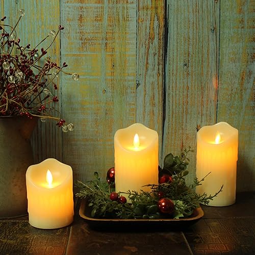 Miniatura 2 de CVHOMEDECO. Velas sin llama, batería recargable electrónica, extra brillante, marfil, pilares de cera real, pilares LED parpadeantes con control